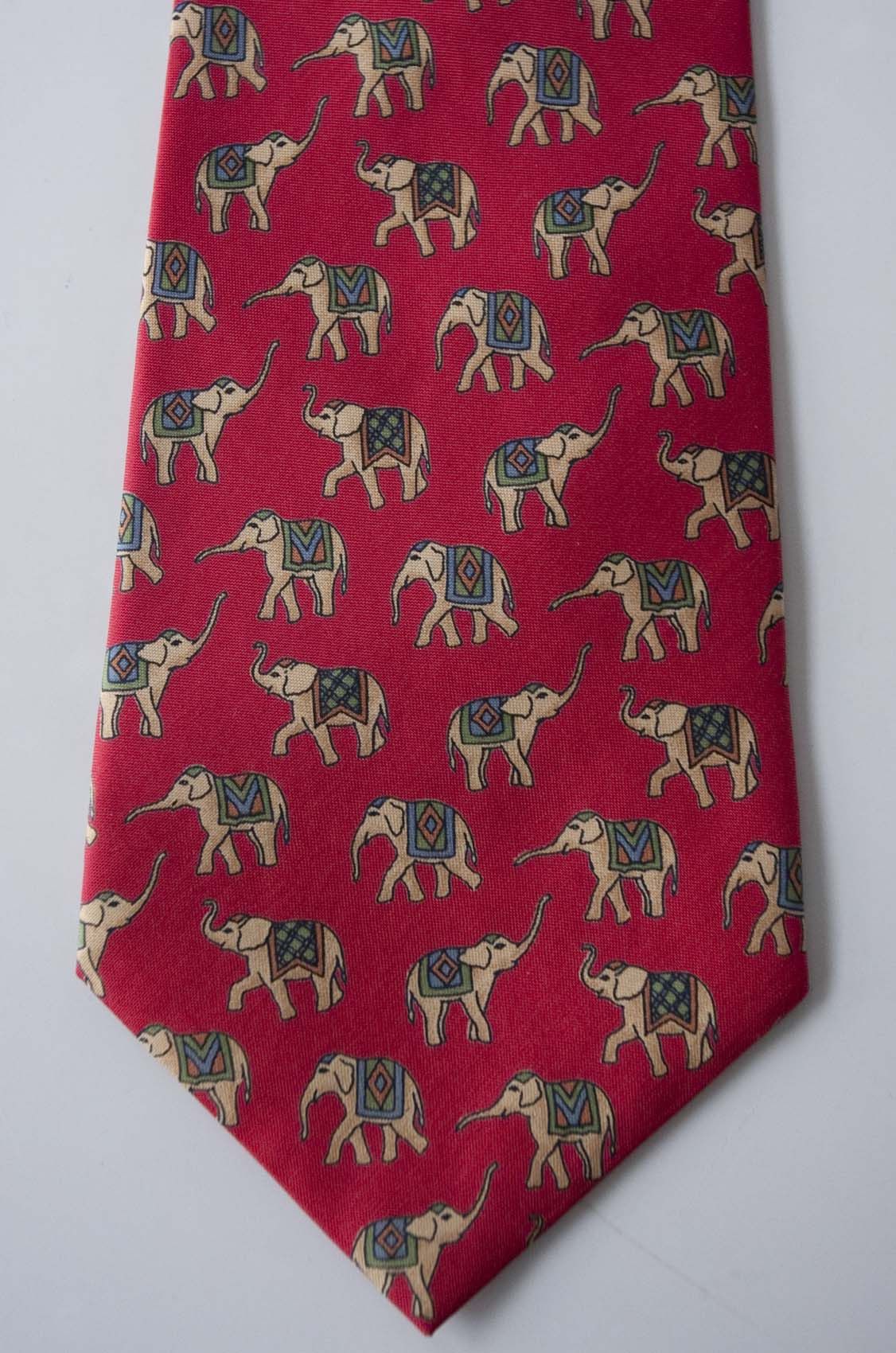 Jim Thompson Jim Thompson Elephant Print Design Tie Silk Size ONE SIZE - 3 Thumbnail