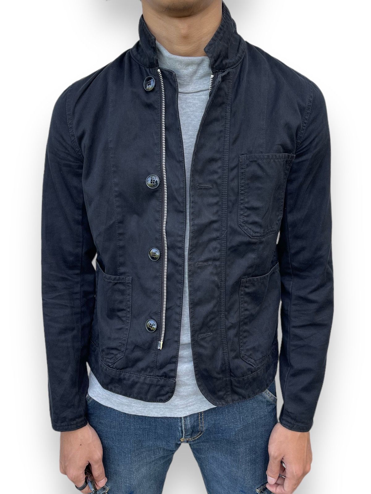 image of Cabane De Zucca x Issey Miyake Zucca Travail By Issey Miyake Cotton Jacket in Black (Size Small)