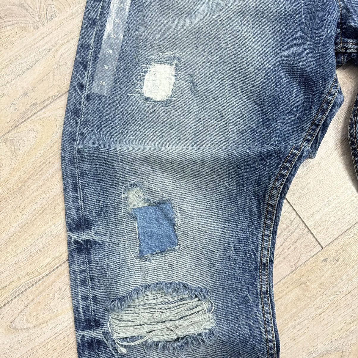 Designer Rare Guess Distressed Slim Italian Selvedge Denim Jeans Size US 38 / EU 54 - 10 Thumbnail