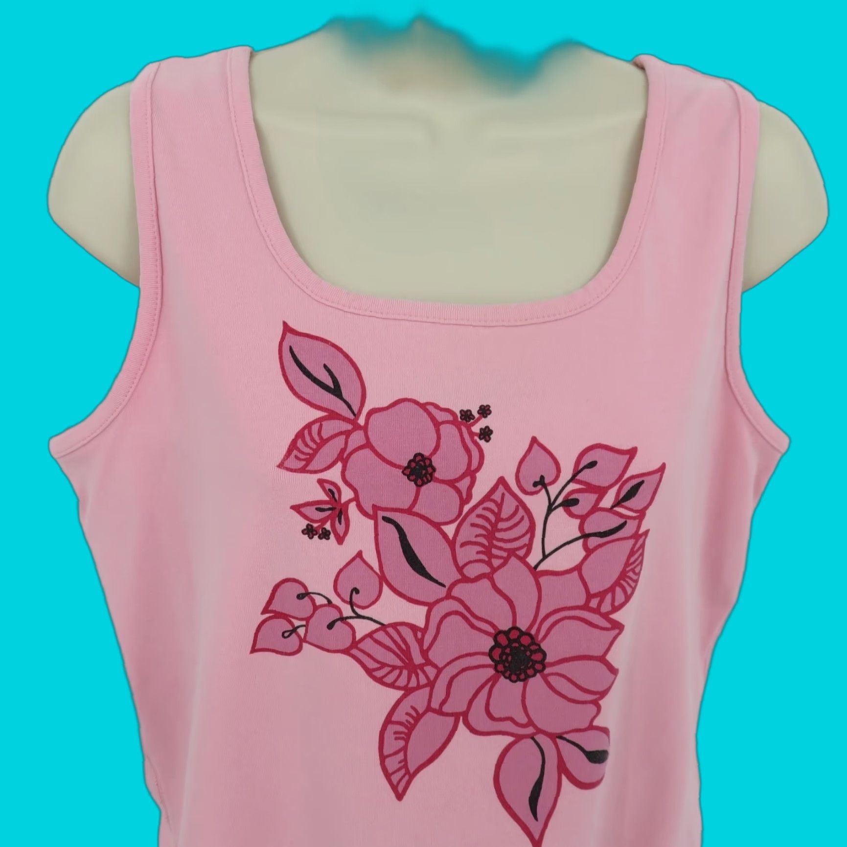Pinko VINTAGE Relativity Women's Tank Top Pink Floral Square Neck Sleeveless Cotton Blend M Size M / US 6-8 / IT 42-44 - 1 Thumbnail