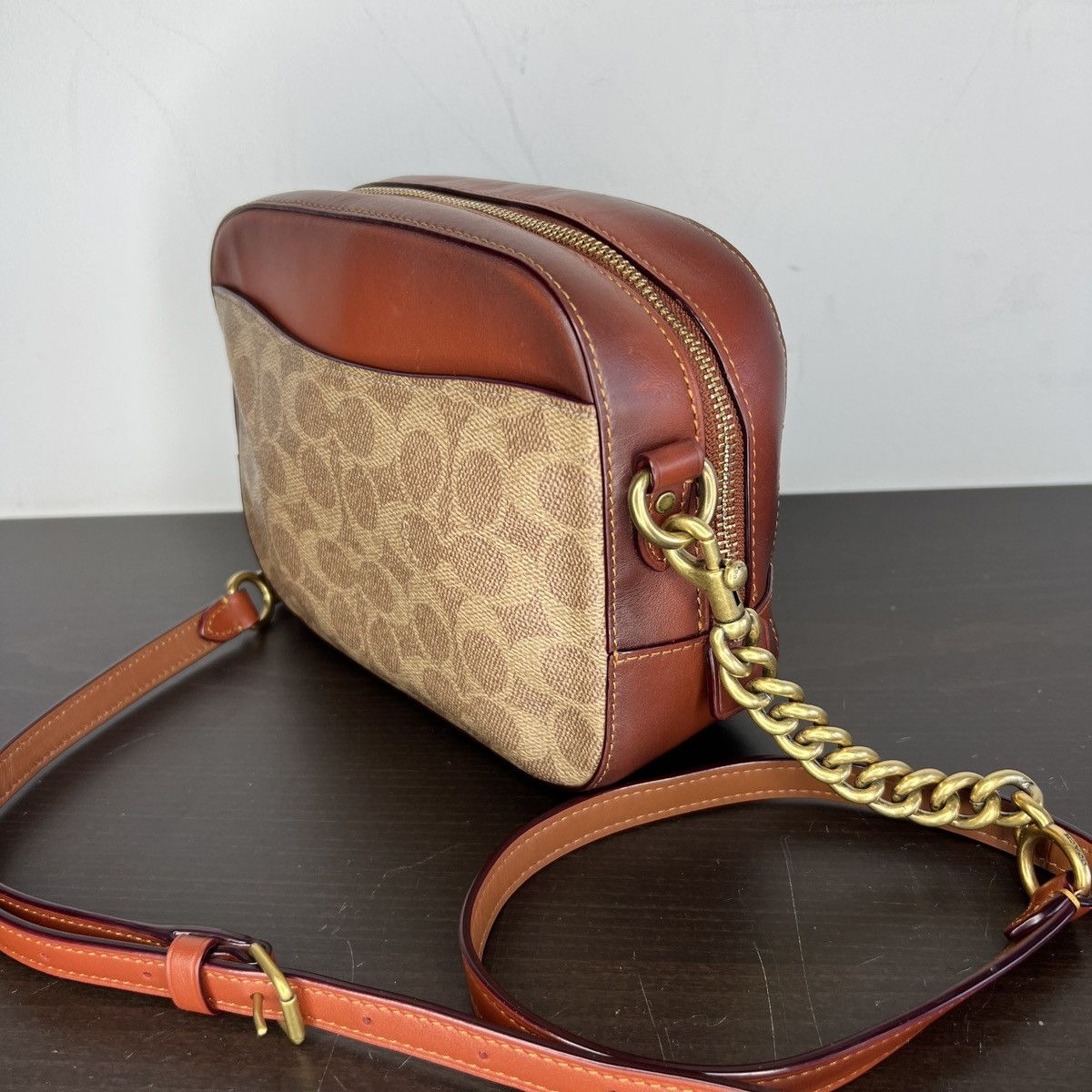 Coach × Designer Coach Mini Crossbody Bag Leather Monogram Brown Beige Size ONE SIZE - 5 Thumbnail