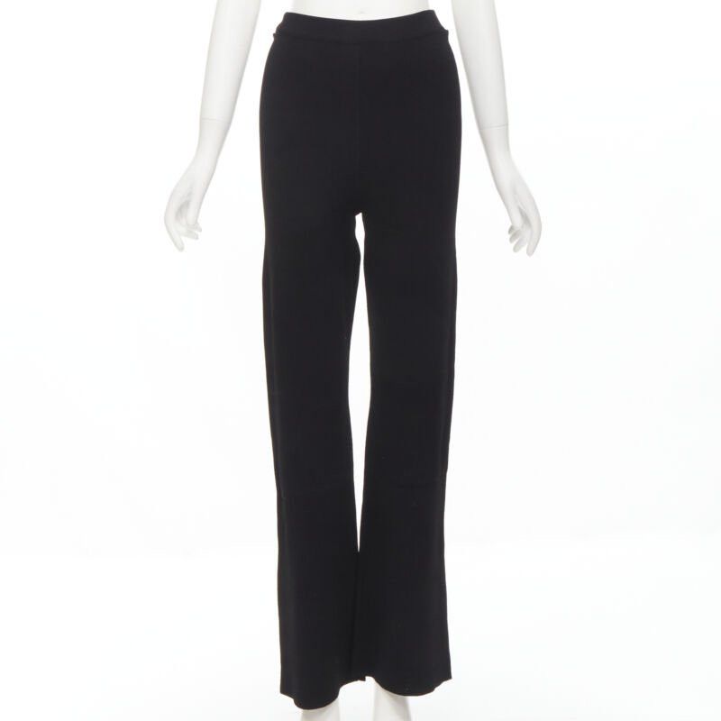 Nanushka NANUSHKA black viscose nylon knitted wide leg pants S Size 26" / US 2 / IT 38 - 1 Thumbnail