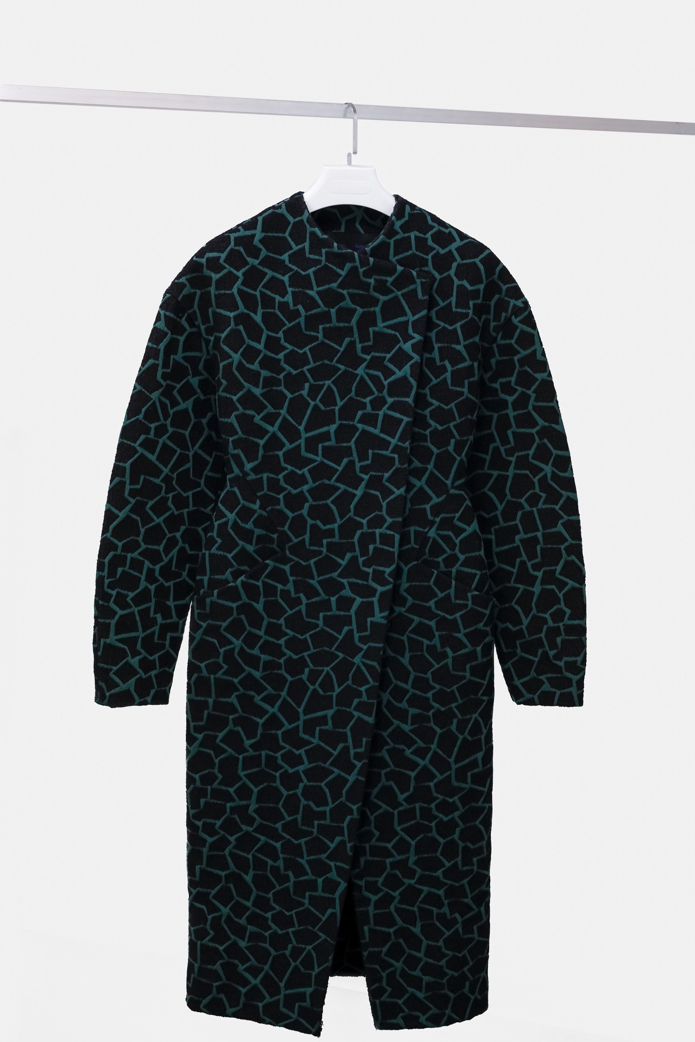 image of Proenza Schouler F/w 14 Green And Black Geometric Coat in Black/Green, Women's (Size Small)