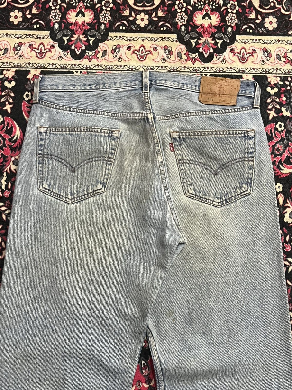 Levi's Vintage 90s Levi’s 501 Buttonfly Light Blue Washed Rip Jeans Size US 36 / EU 52 - 10 Thumbnail