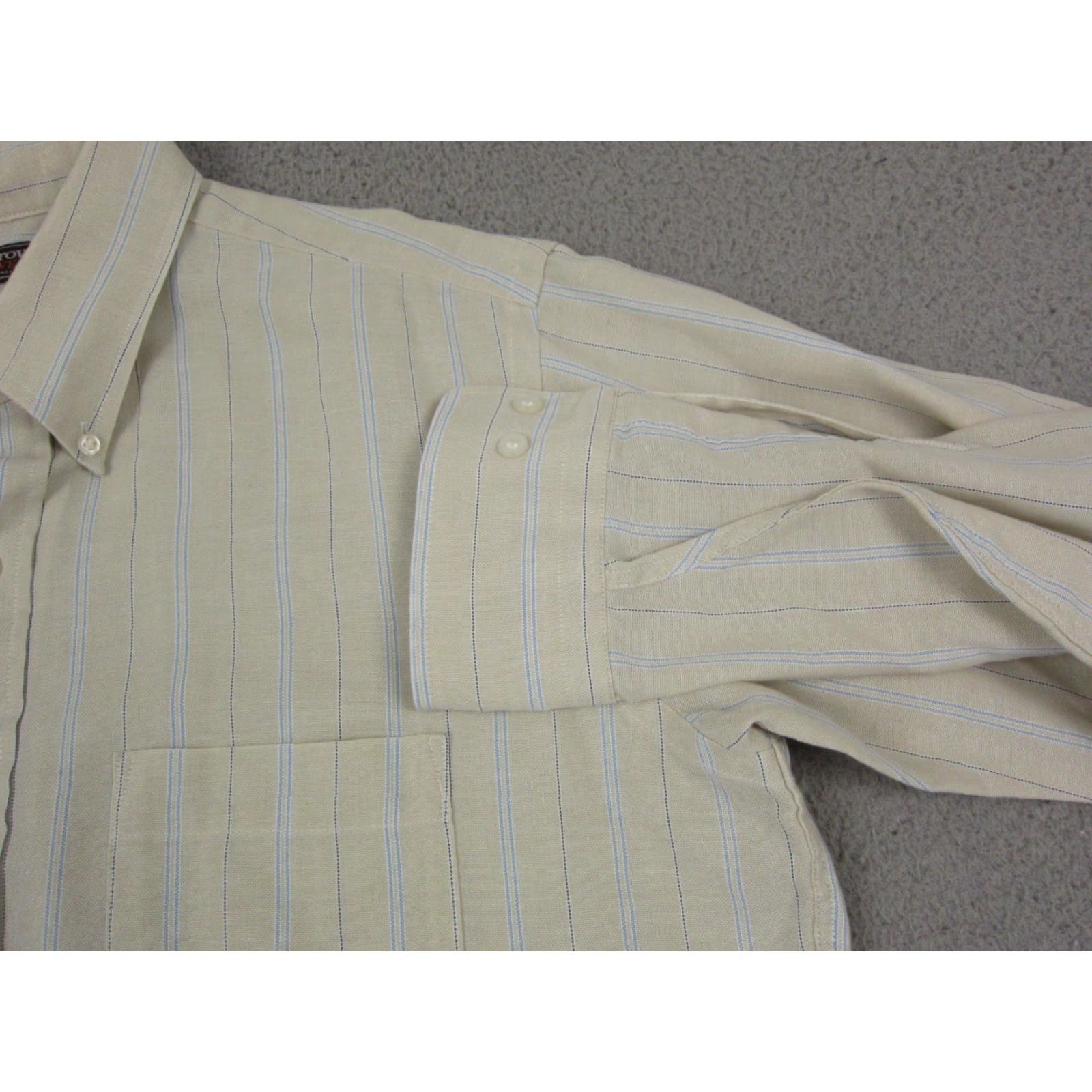 Arrow Vintage Arrow Shirt Adult 16.5 Beige Striped Mens 90s Oxford Casual Button-Up Size US XL / EU 56 / 4 - 4 Thumbnail
