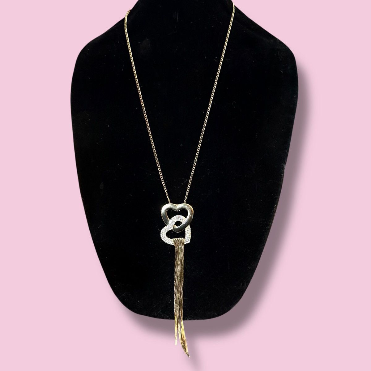 Other Gold tone intertwined hearts fringe necklace Size ONE SIZE - 2 Thumbnail
