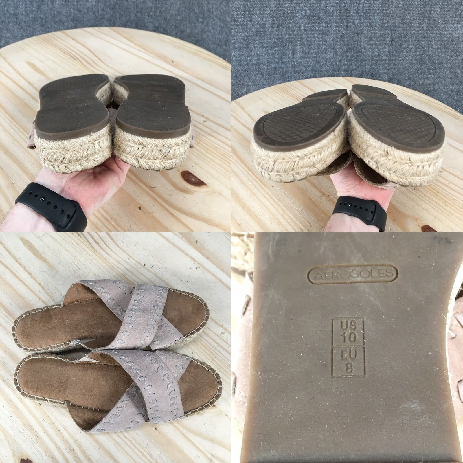 Vintage Aerosoles Sandals Womens 10 Casual Slip On Cross Strap Slide Espadrille Brown Size US 10 / IT 40 - 9 Thumbnail