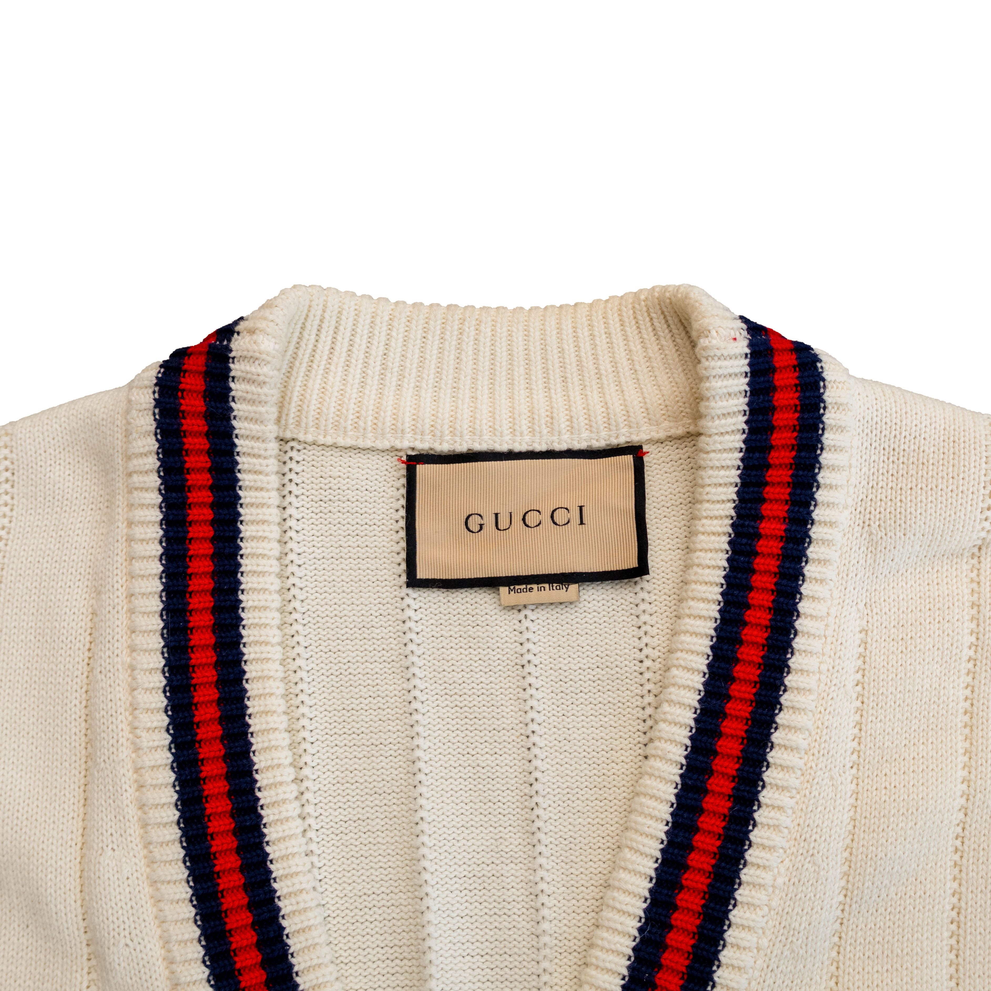 Gucci Gucci Cardigan Sweater White Web Stripe GG Logo SZ S Size US S / EU 44-46 / 1 - 6 Thumbnail