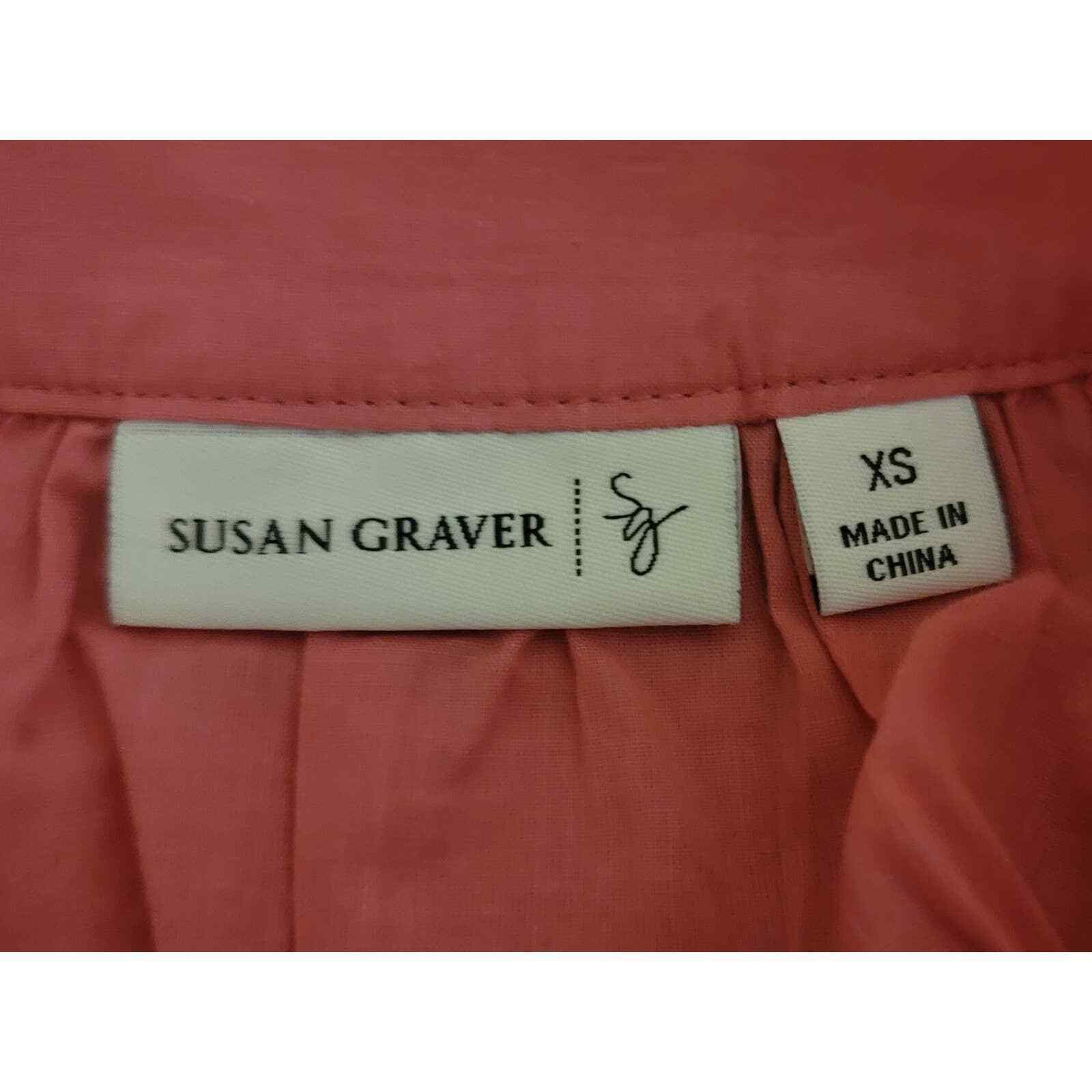 Other Susan Graver Pink Tunic Smock Button Shirt XS Eyelet Hem Size XS / US 0-2 / IT 36-38 - 3 Thumbnail