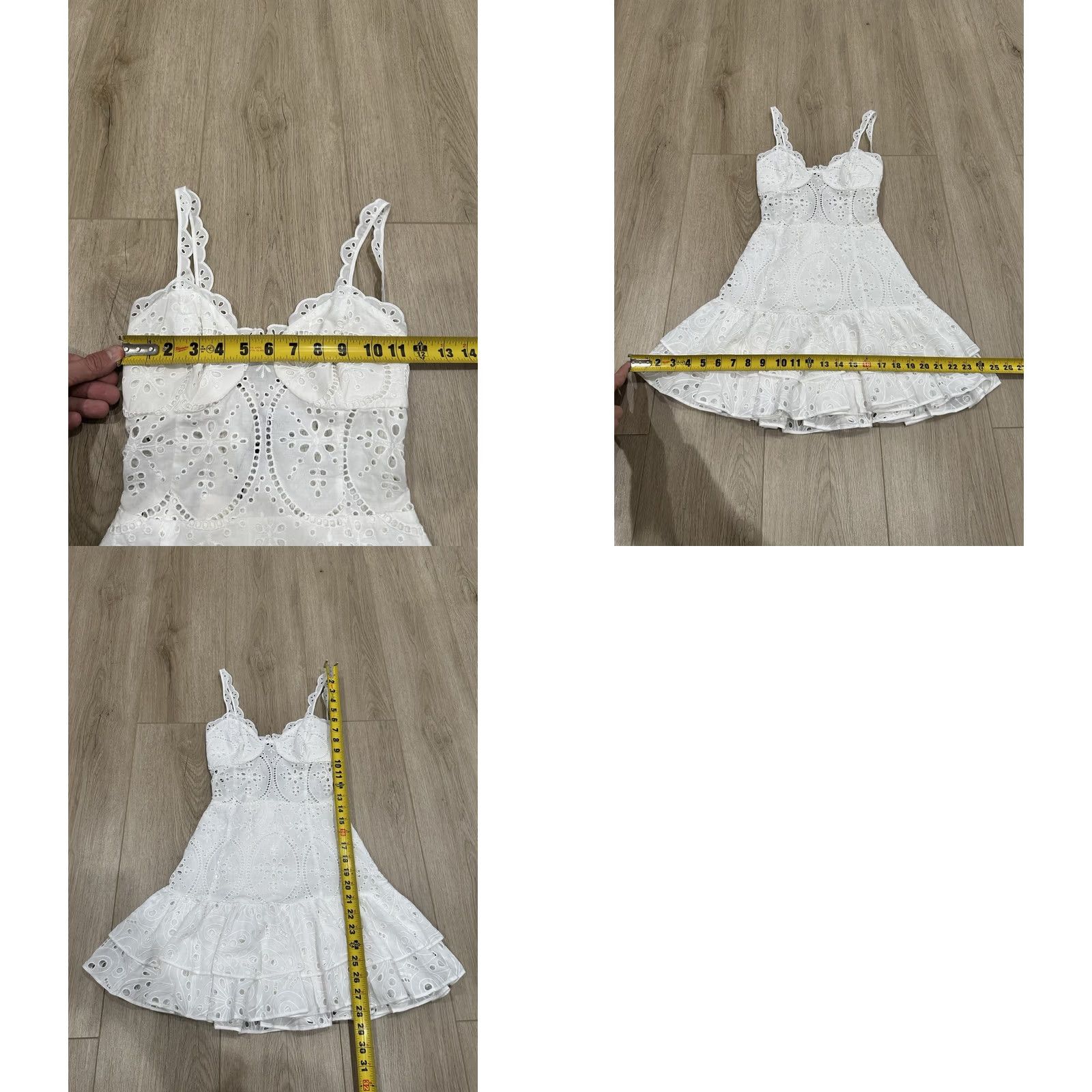 Vintage Charo Ruiz Ibiza White Eyelet Dress Lace Straps Ruffle Hem XS Mini Size XS / US 0-2 / IT 36-38 - 10 Thumbnail