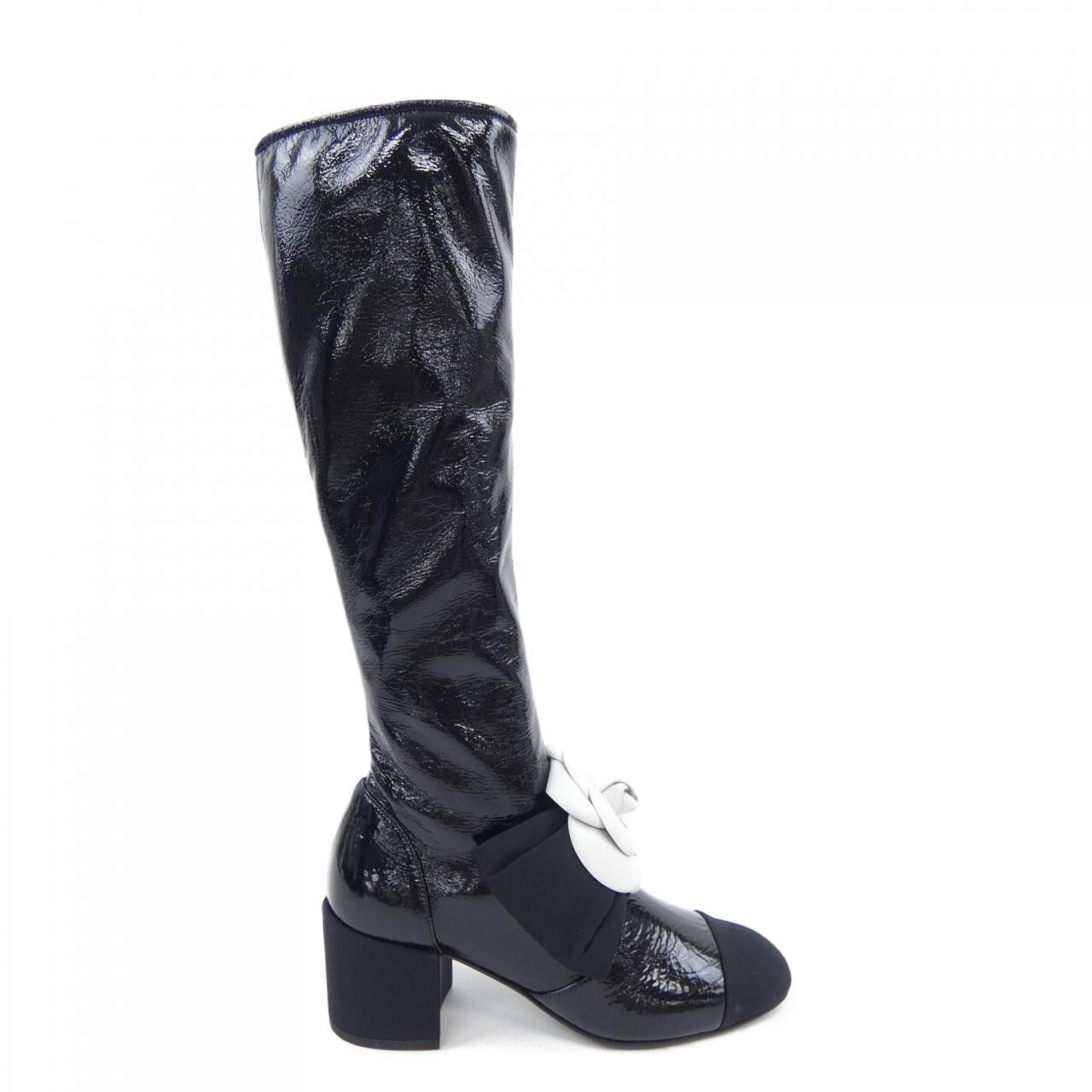 Chanel Chanel Chanel HIGH BOOTS Crumpled Shiny Fabric & Grosgrain Boots Others Shoes G45342B14601 DUTY FREE for USA Size ONE SIZE - 1 Thumbnail