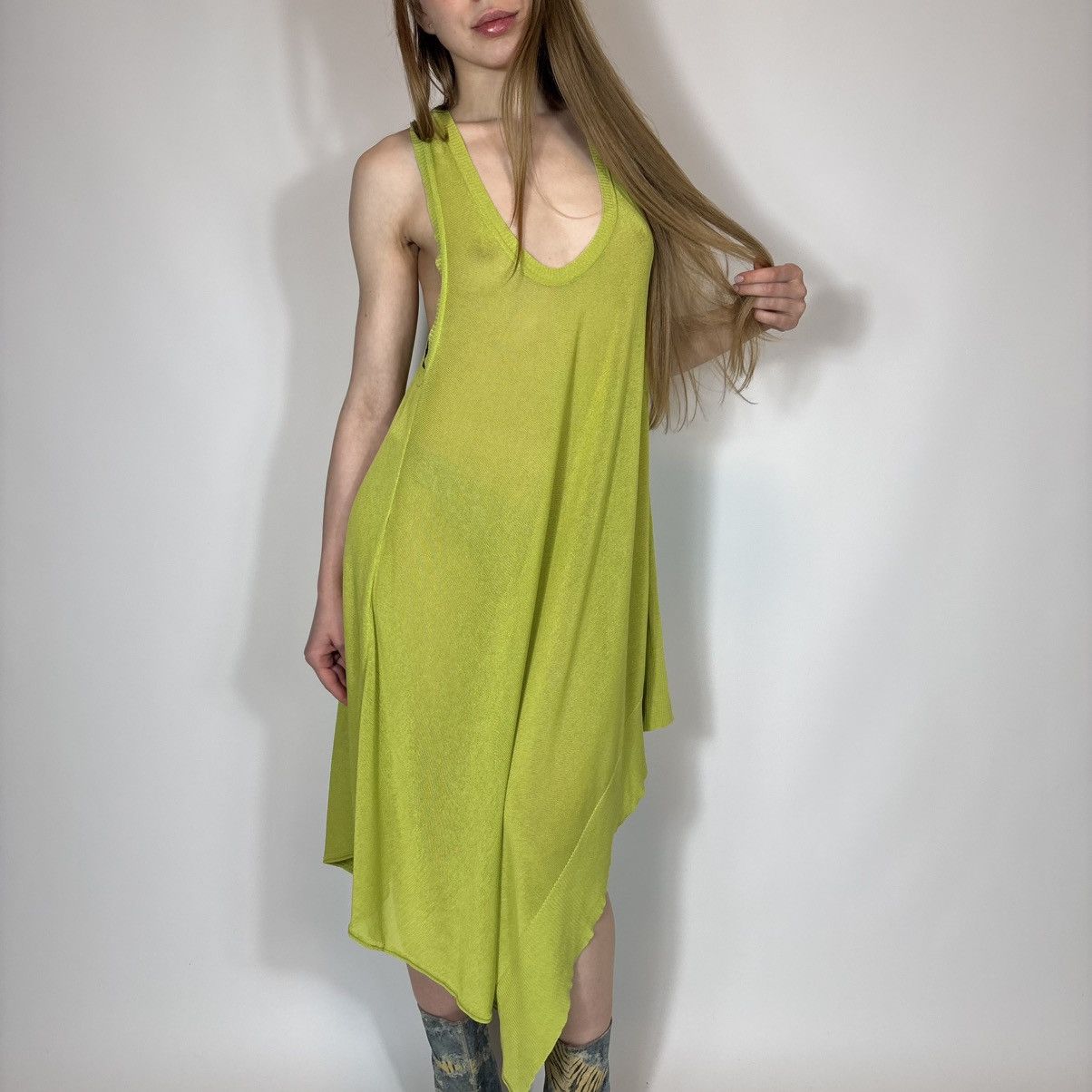 Salvatore Ferragamo Vintage 90s Salvatore Ferragamo Mesh Flared Maxi Dress Rare Size S / US 4 / IT 40 - 2 Thumbnail
