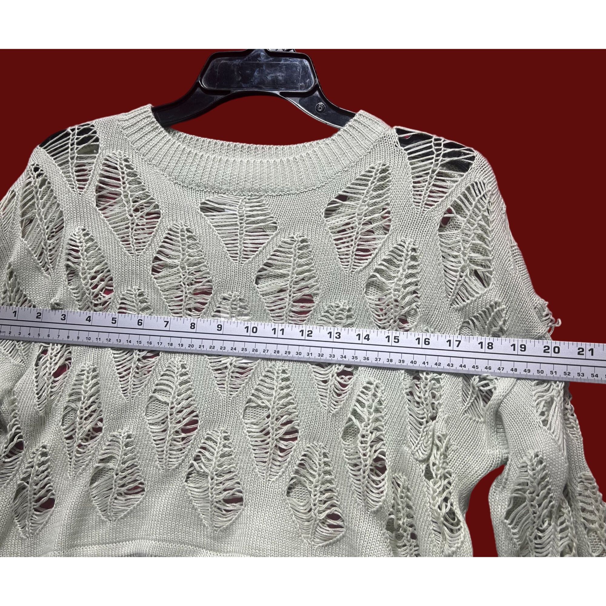 rue21 Rue 21 - Women's Openwork Knit Cropped Sweater - Pastel Gree Size XS / US 0-2 / IT 36-38 - 3 Thumbnail
