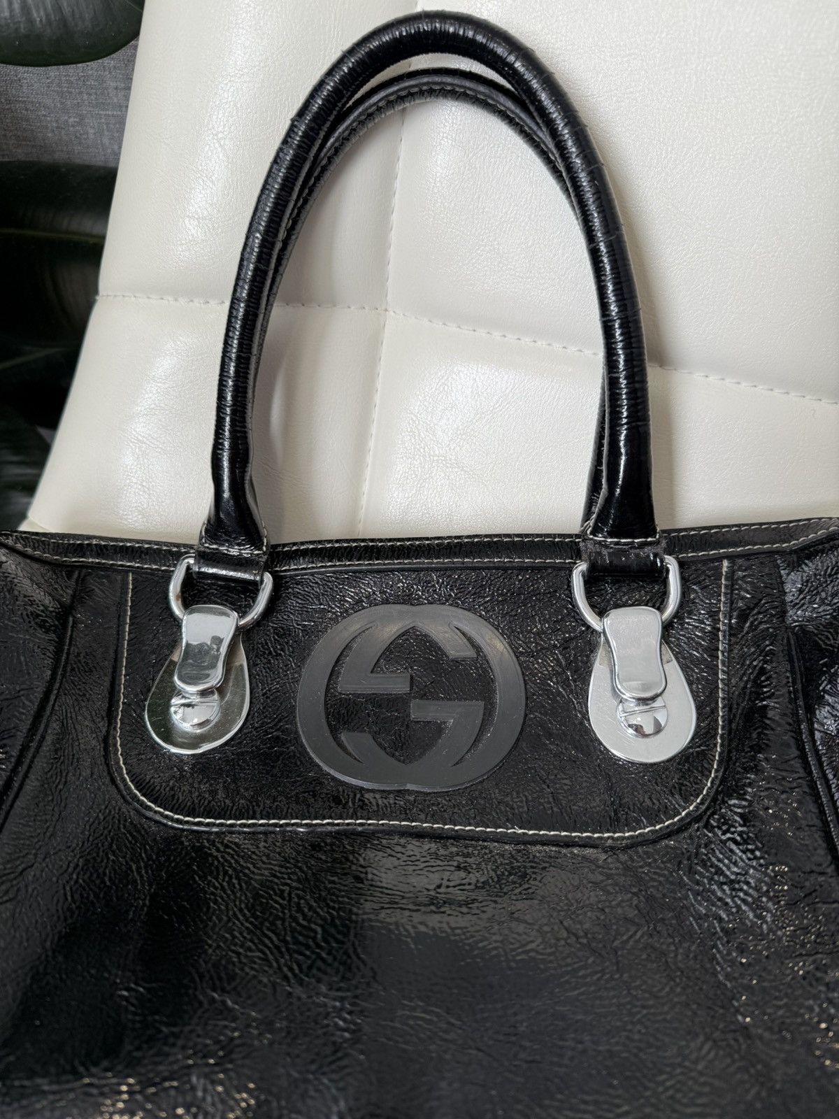 Gucci Gucci Dialux Snow Glam Black Hand Bag Boston Bag GG Logo Size ONE SIZE - 5 Thumbnail