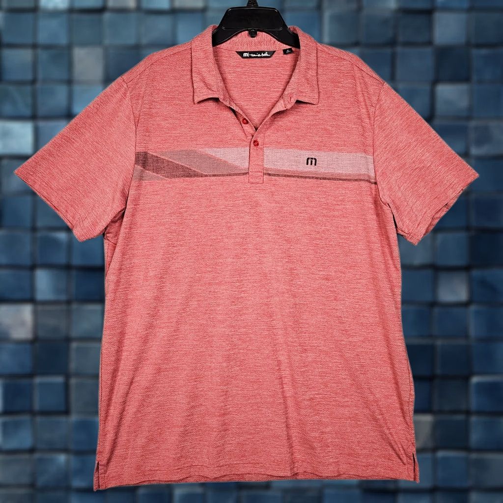 TravisMathew Travis Mathew Polo Shirt Short Sleeve ¼ Button Up Golf Stripe Red XL Mens Regular Polo Shirt Size US XL / EU 56 / 4 - 1 Thumbnail