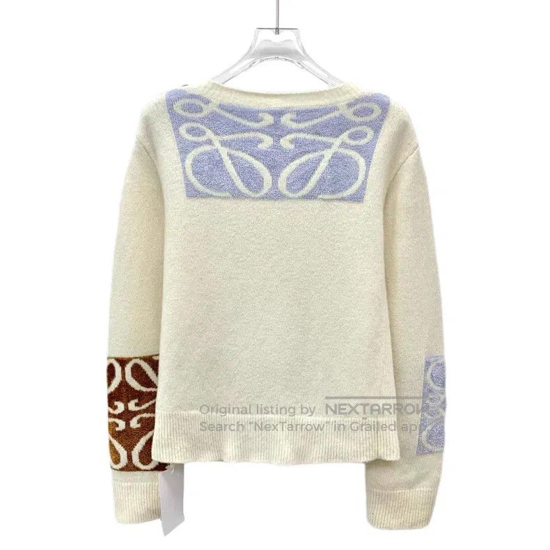 Loewe Loewe Beige logo flock wool round-neck single-breasted lon Size XS / US 0-2 / IT 36-38 - 2 Thumbnail