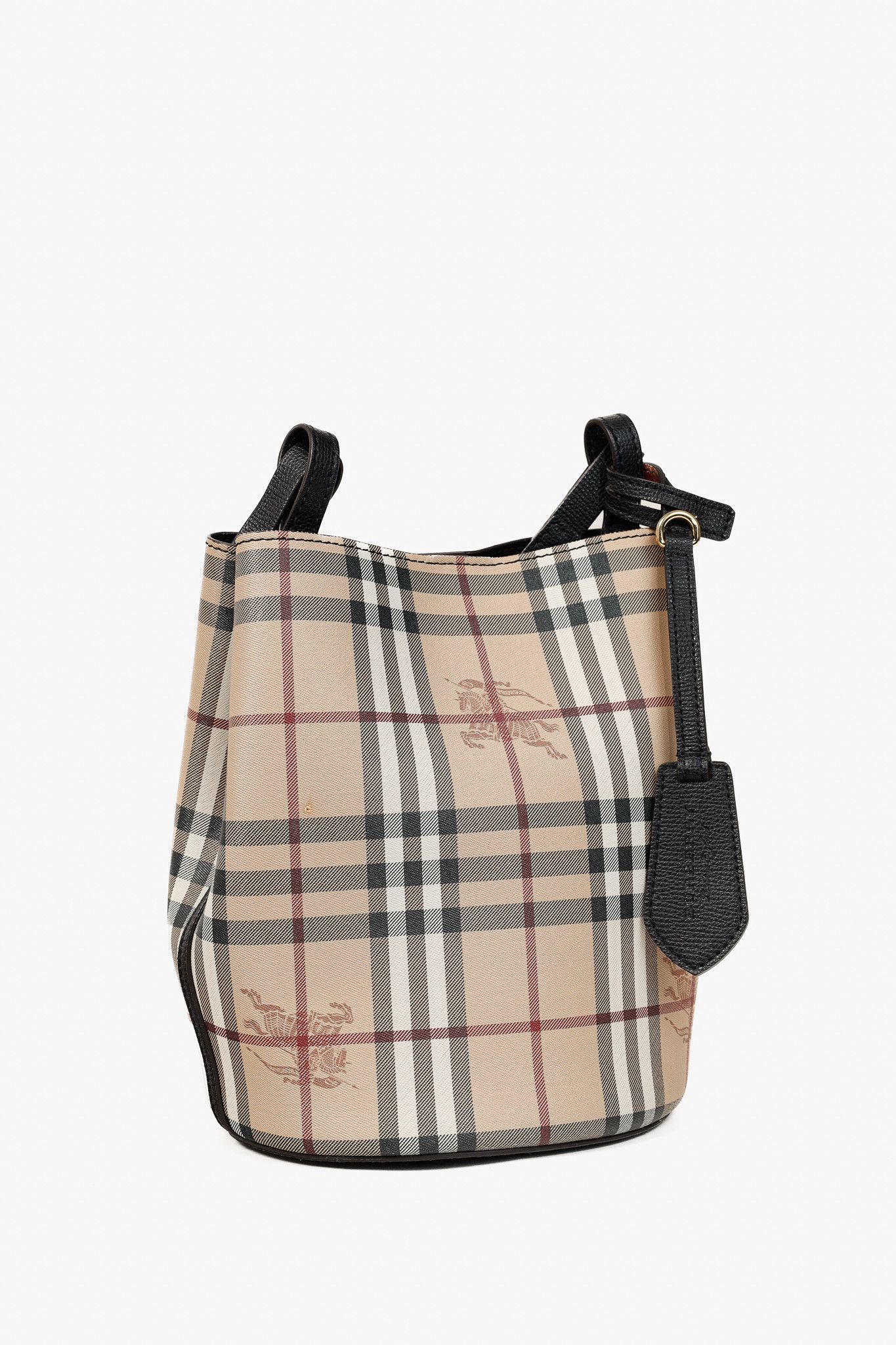 Burberry Burberry Small Lorne Haymarket Check Leather-Trim Bucket Bag Size ONE SIZE - 2 Thumbnail