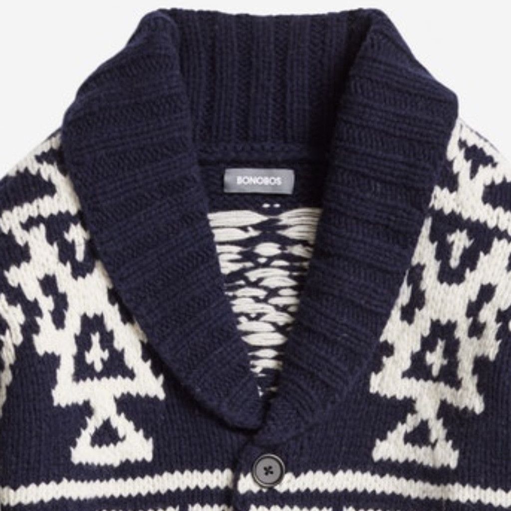 Bonobos BONOBOS Men's Hand-Knit Cardigan in Navy/White Size US S / EU 44-46 / 1 - 6 Thumbnail