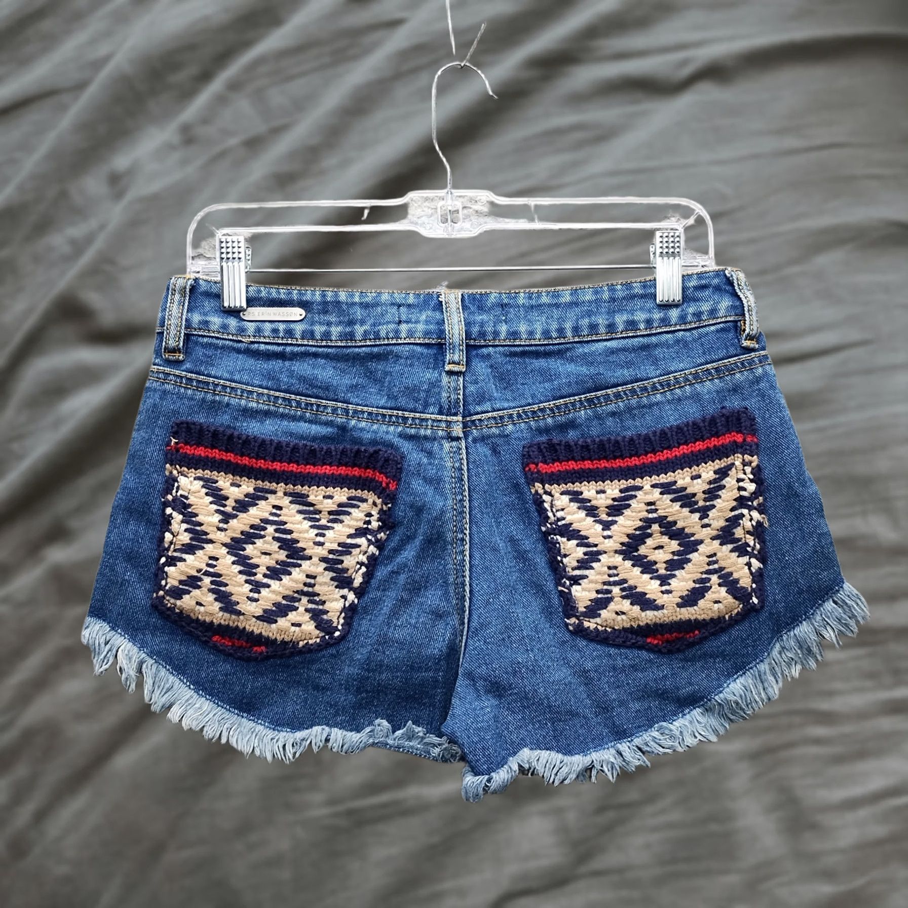 Denime P.S. Erin Wasson Womens Navy Denim Shorts 27 Distressed Frayed Hem 5-Pocket Pocket Belt Loop Cotton Casual Size 27" / US 4 / IT 40 - 1 Thumbnail
