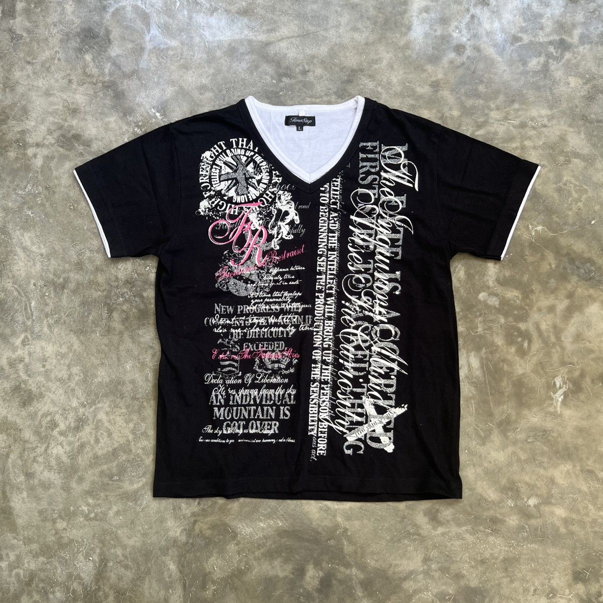 2000’s Time Step Vkei Style Double Layer Poem T-Shirt