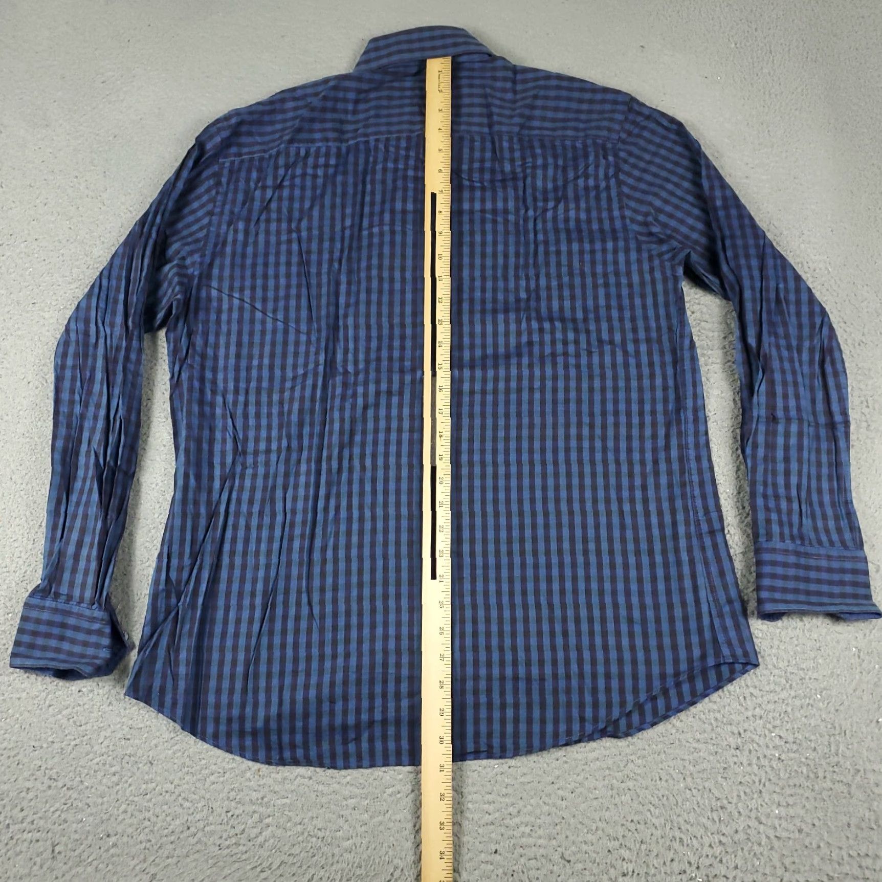BUGATCHI Bugatchi Shirt Mens Large Blue Check Shaped Fit Button Up Long Sleeve Size US L / EU 52-54 / 3 - 3 Thumbnail