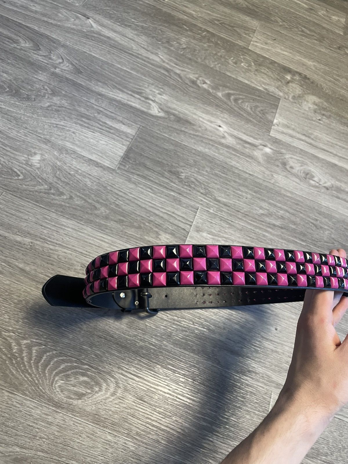 Other Vintage Pyramid Studded Belt Black/Pink Y2K Size ONE SIZE - 9 Thumbnail