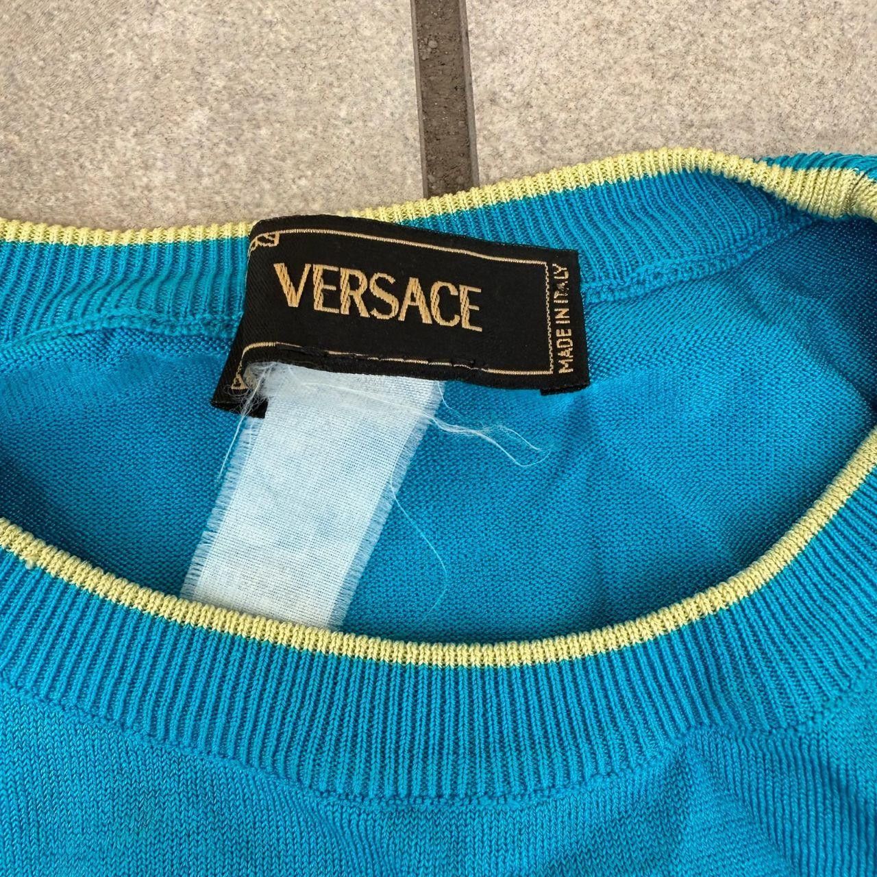 Lacoste Versace Vintage Sweater Blue 90s Retro Italian Designer Size US L / EU 52-54 / 3 - 6 Thumbnail