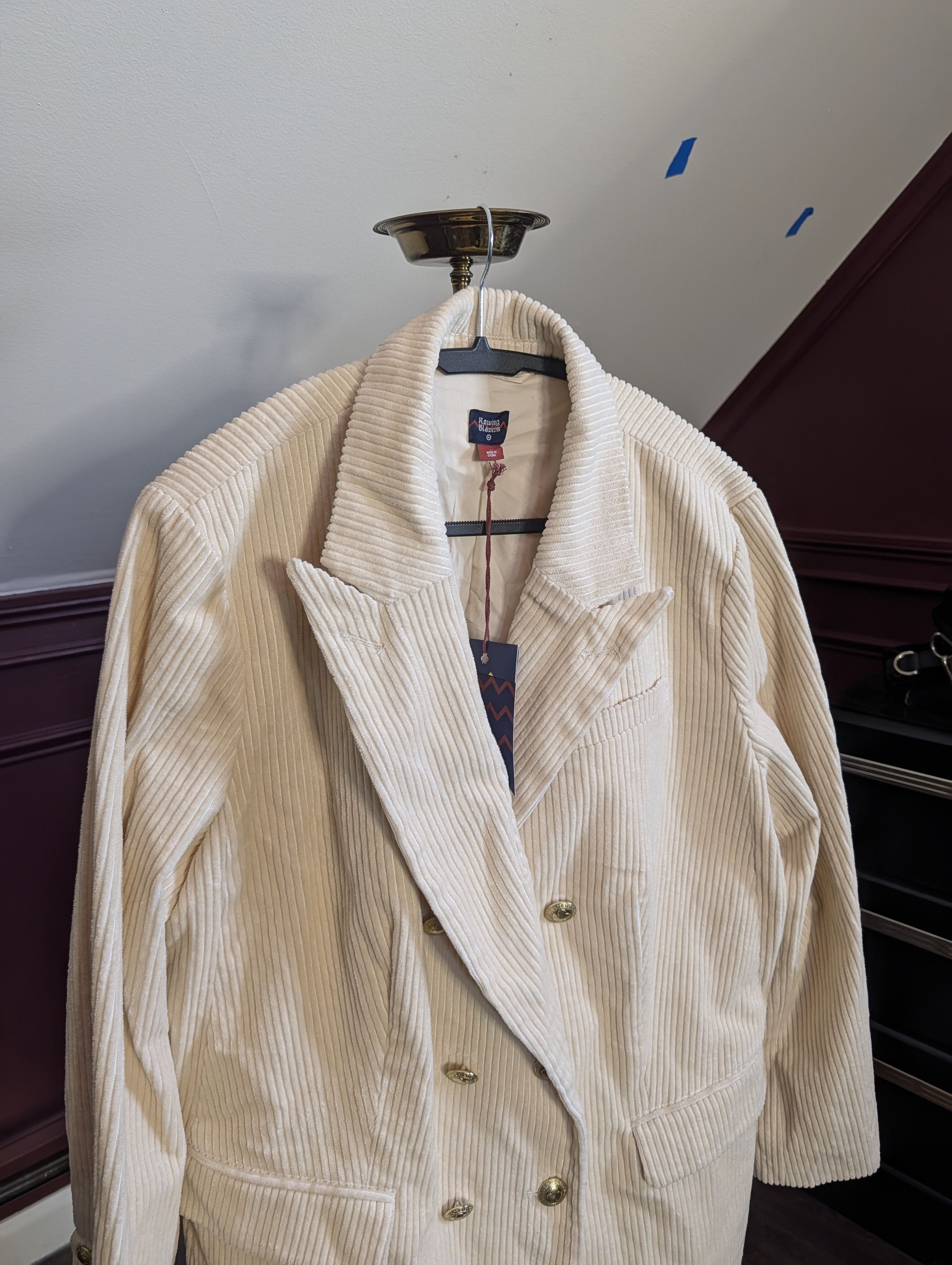 Rowing Blazers Cream corduroy gold button double breasted jacket NWT Size XL / US 12-14 / IT 48-50 - 2 Thumbnail