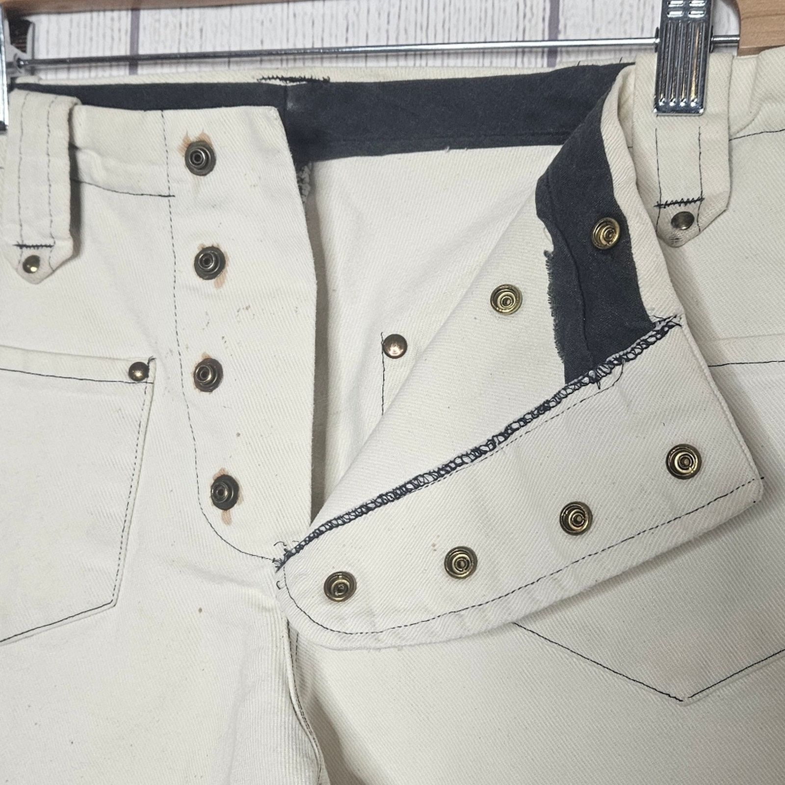 Vintage VTG 60s 70s Unbranded Snap Front White Flared Sailor Pants Size 28" / US 6 / IT 42 - 5 Thumbnail
