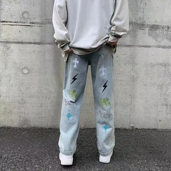 Japanese Brand VIBE Street hiphop washed heavy craft embroidered jeans Size US 32 / EU 48 - 4 Thumbnail
