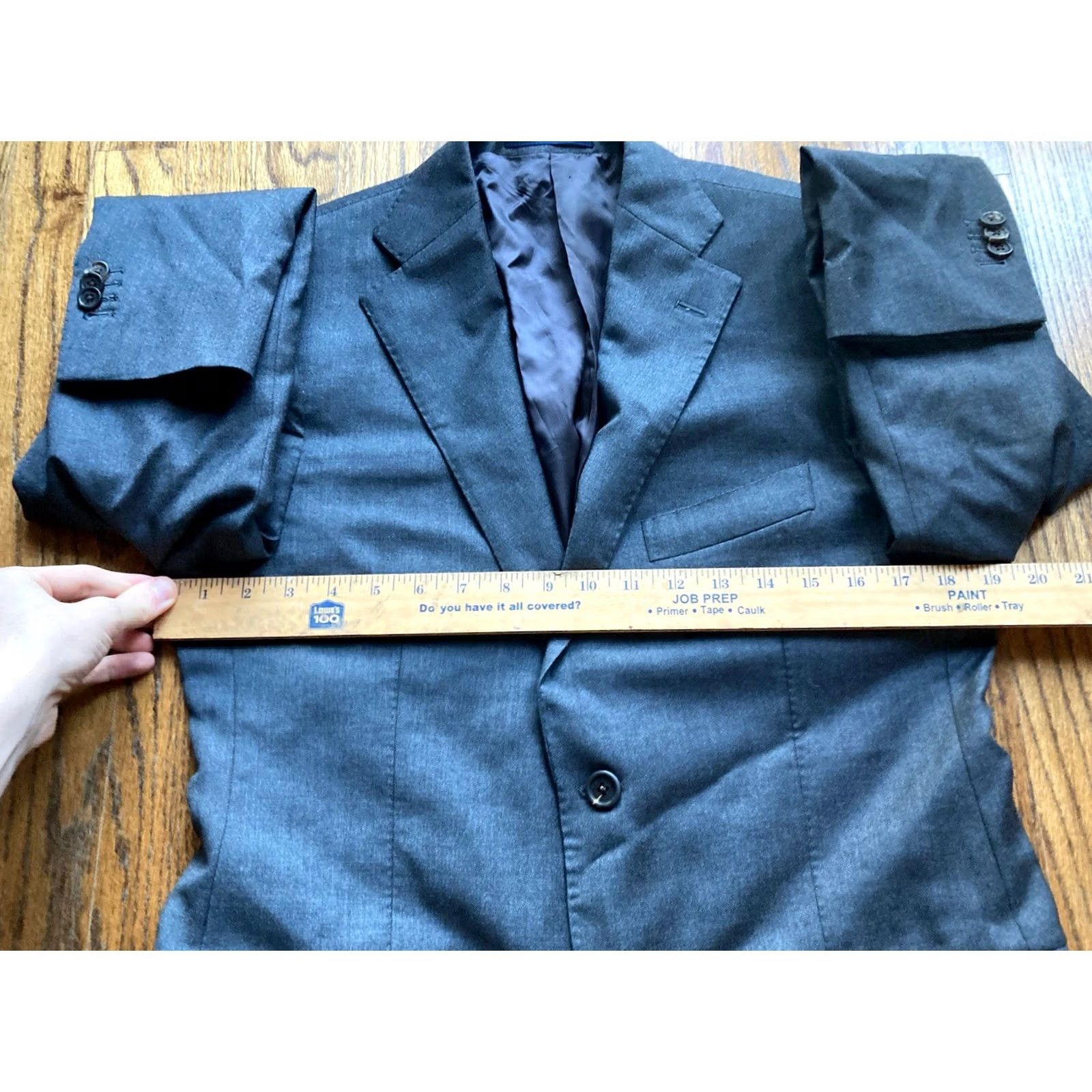 Proper Cloth Proper Cloth Blazer Mens 39 Wool Gray Surgeon’s Cuffs Notch Lapel Two-Button Front Single-Breasted Regular Fit 2 Piece Vintage: No Size 40R - 7 Thumbnail