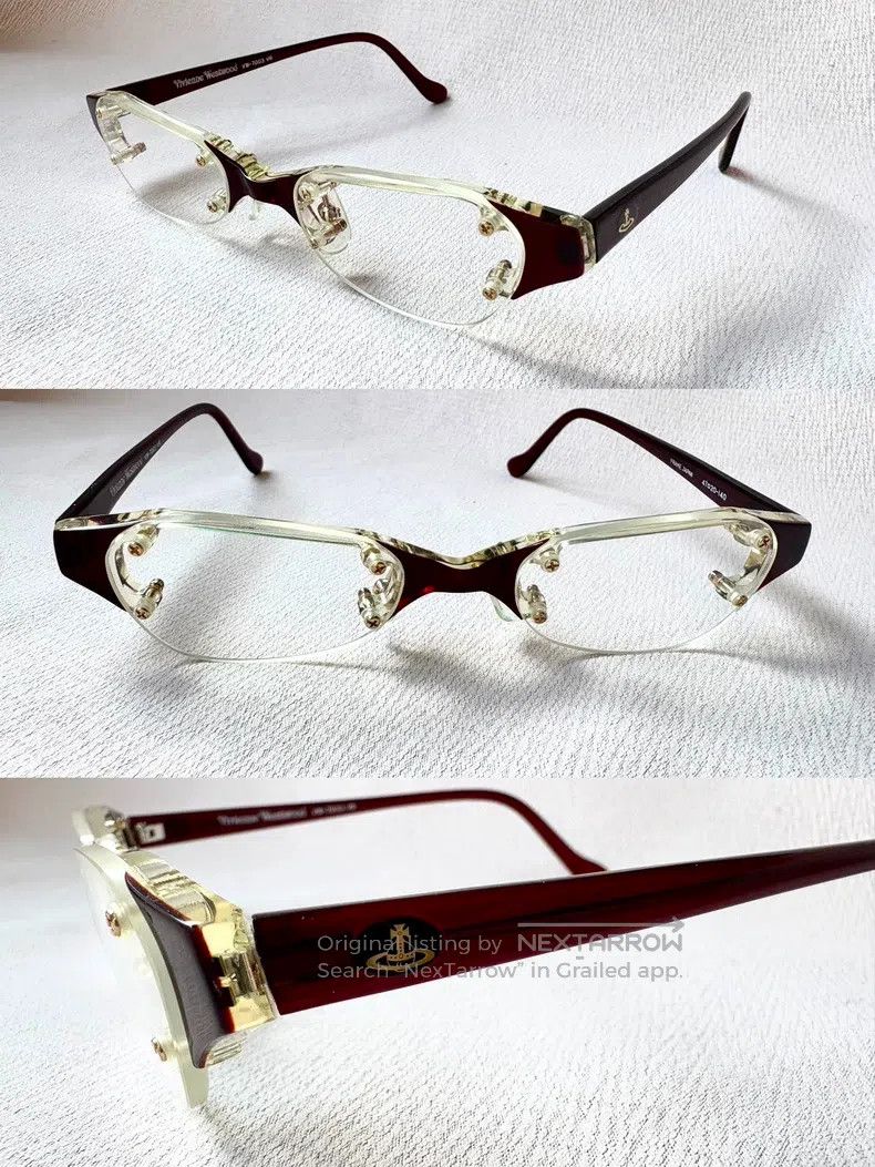 Vivienne Westwood Y2k brown half frame vintage glasses