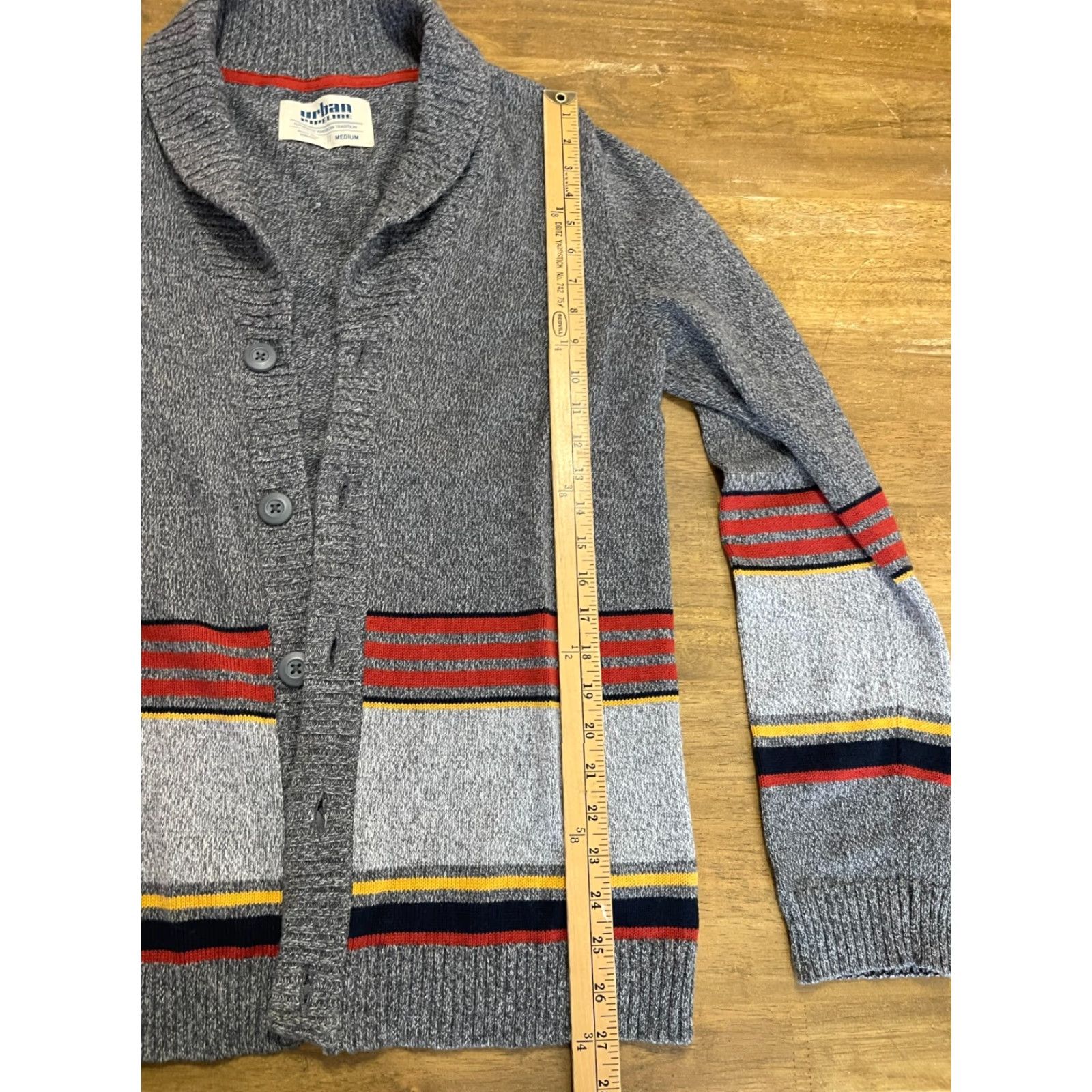 Vintage Urban Pipeline Sweater Cardigan Women's M Gray Yellow Orange Button Long Sleeve Open Size M / US 6-8 / IT 42-44 - 7 Thumbnail