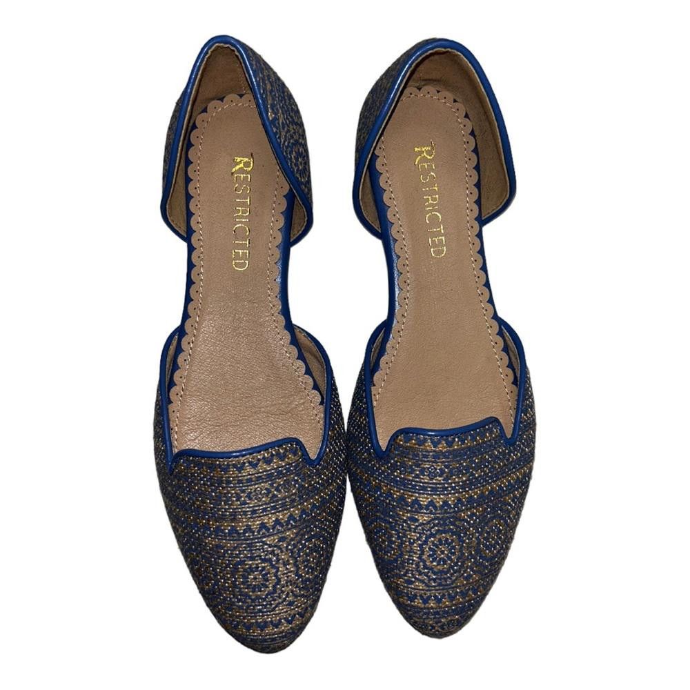Restricted Restricted l Blue/Beige Embroidered Flats Size 7.5 Size US 7.5 / IT 37.5 - 2 Thumbnail