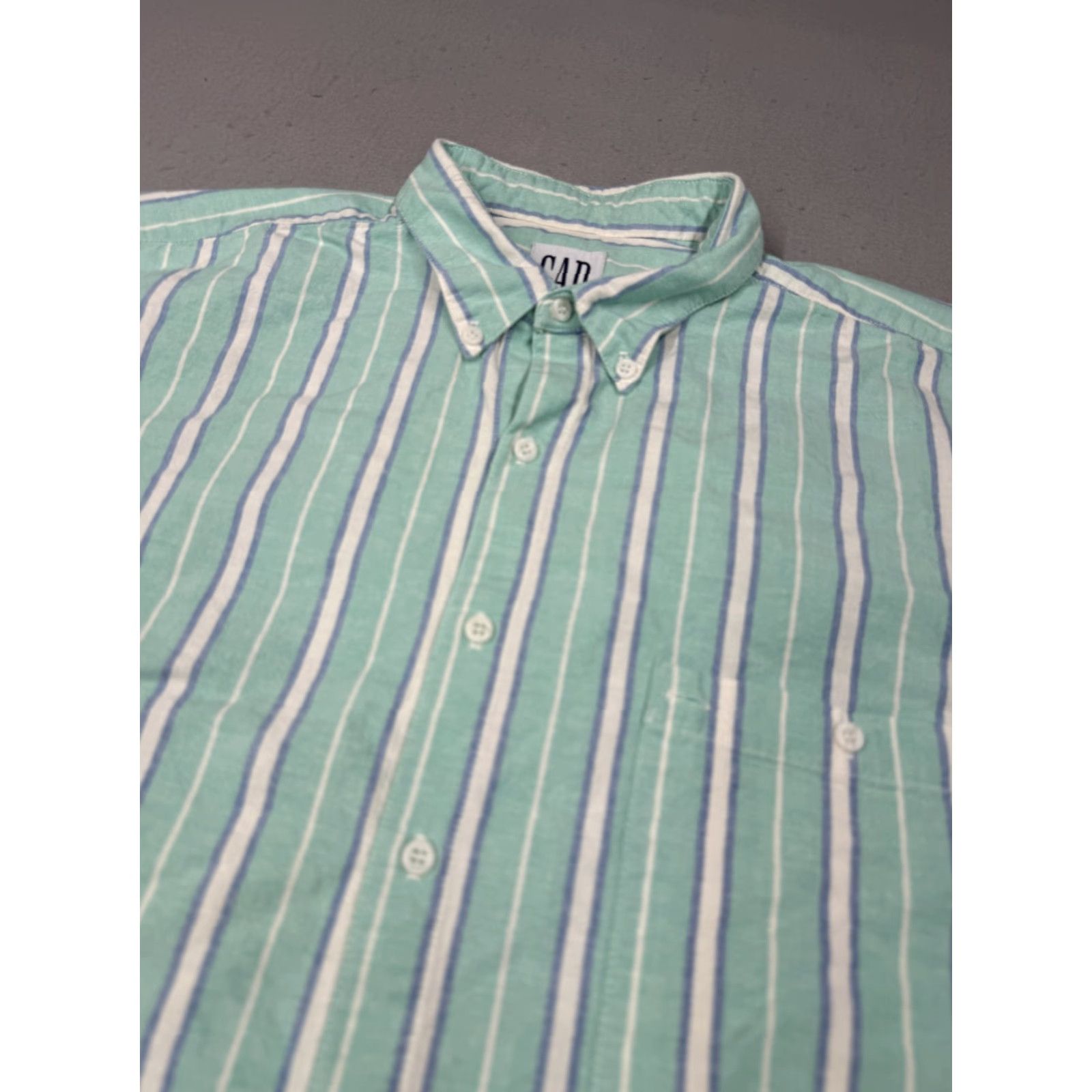 Gap VINTAGE GAP Shirt Mens XL Blue Striped Button-Down Made USA 90s Size US XL / EU 56 / 4 - 2 Thumbnail
