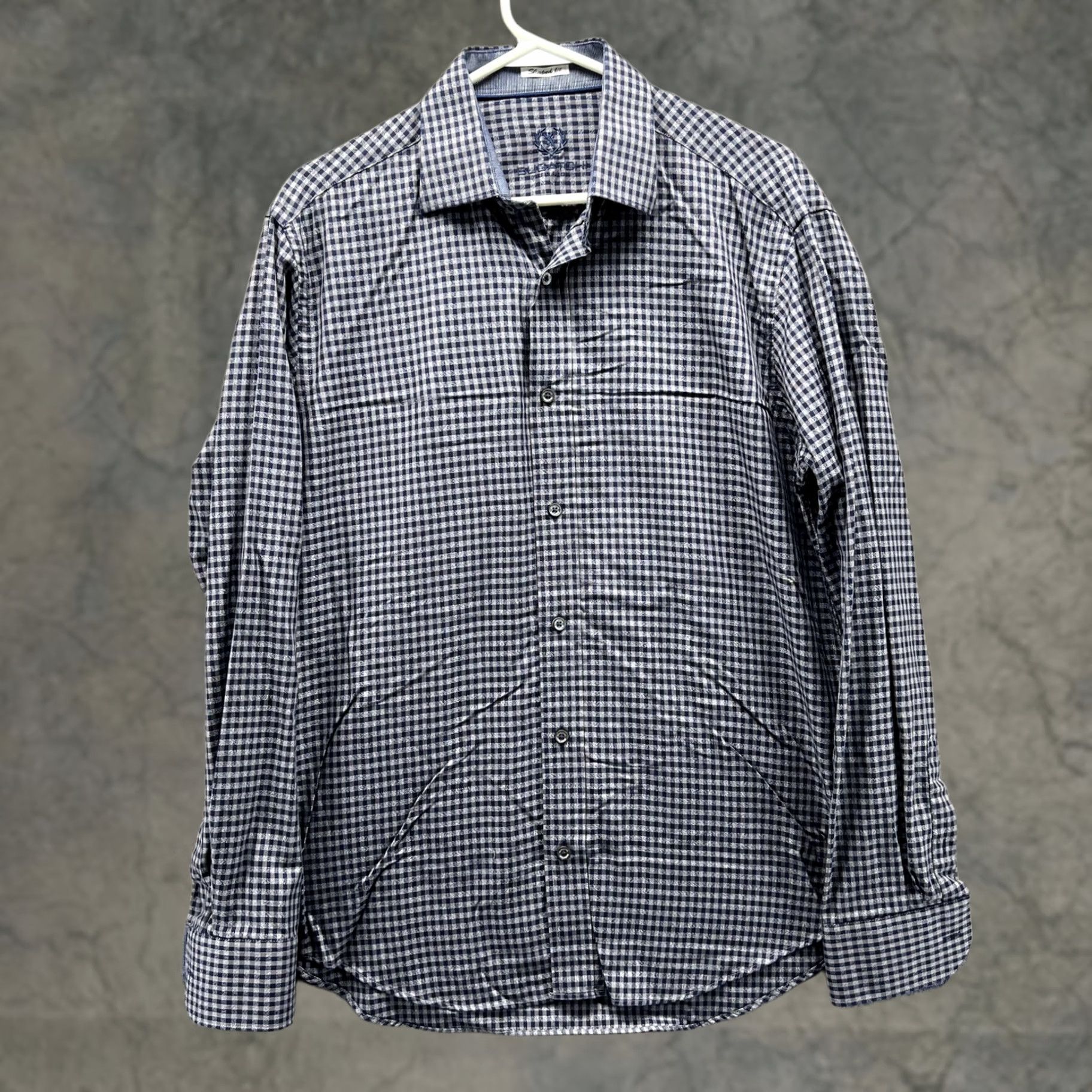 BUGATCHI Bugatchi Shirt Mens Large Blue Check Slim Fit Long Sleeve Button Casual Size US L / EU 52-54 / 3 - 1 Thumbnail