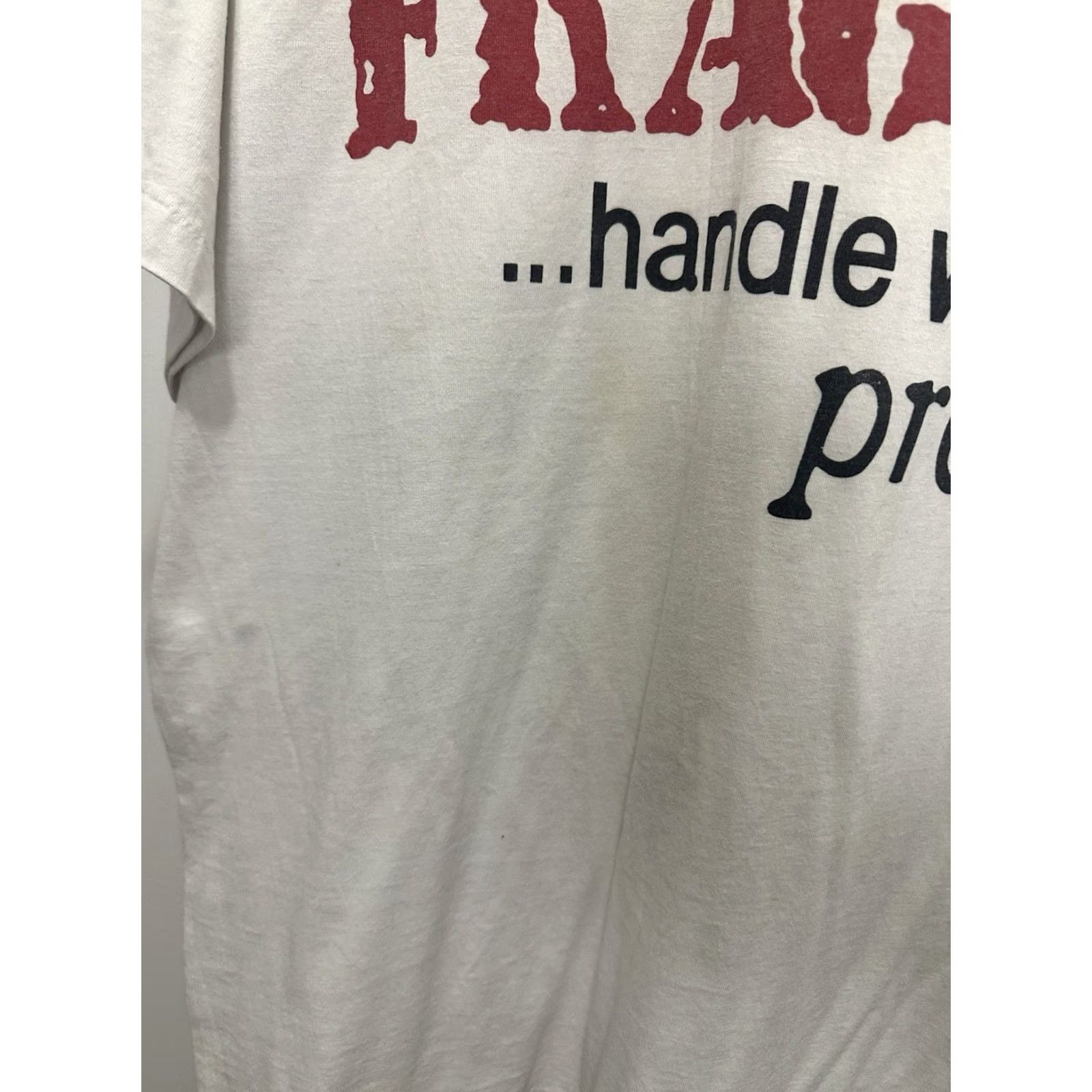 Vintage VINTAGE Life Is FRAGILE T-Shirt XL White Christian Religion Worn Mens Size US XL / EU 56 / 4 - 5 Thumbnail