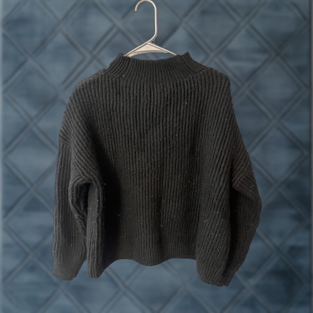 Calvin Klein Calvin Klein Womens Pullover Sweater Mock Neck Popcorn Stitch Black Medium Indoor Casual Knox? Size M / US 6-8 / IT 42-44 - 1 Thumbnail
