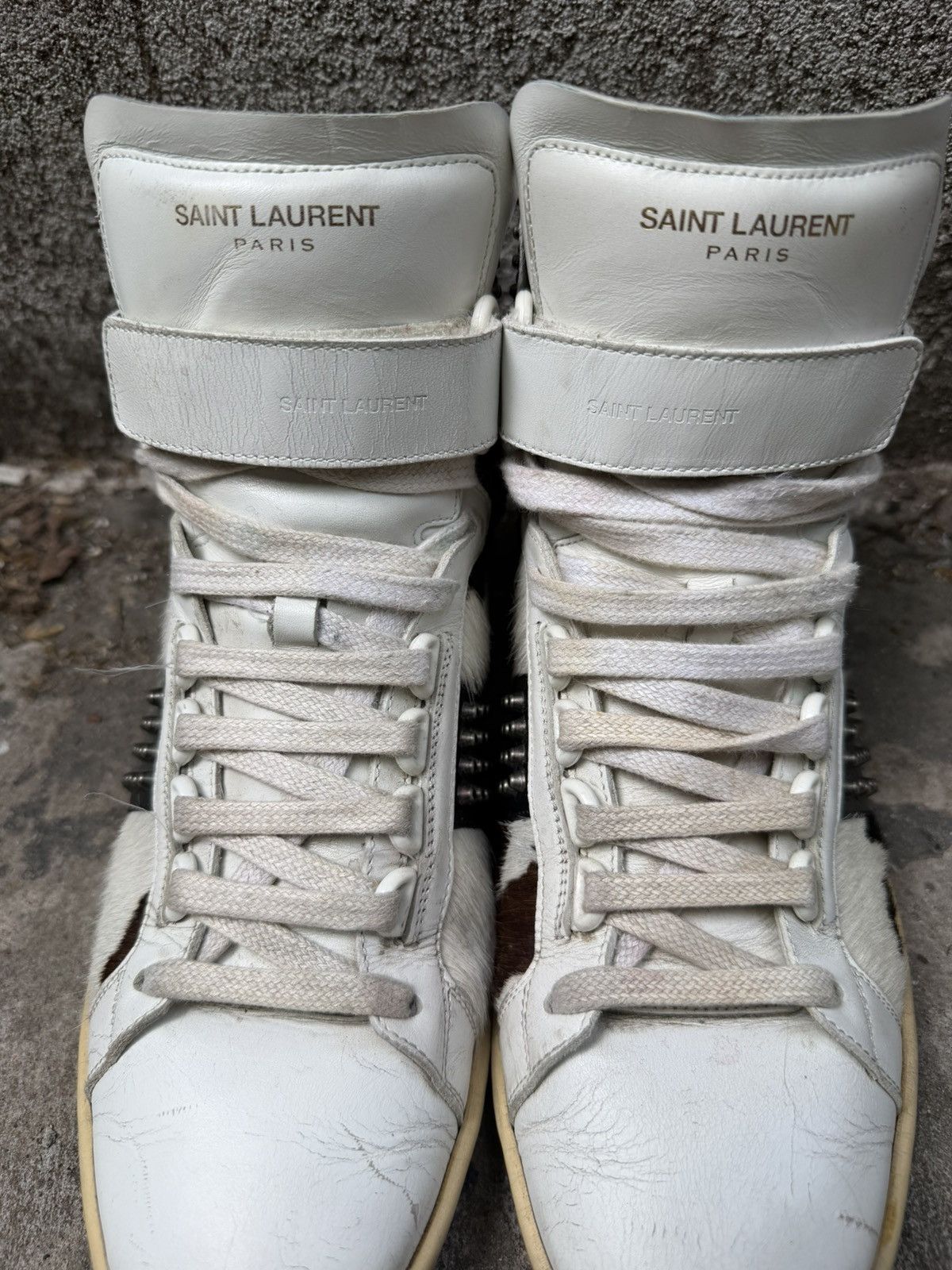 Saint Laurent Paris Saint Laurent FW14 Studded Calf Hair SL/14H high top sneaker Size US 7 / EU 40 - 5 Thumbnail