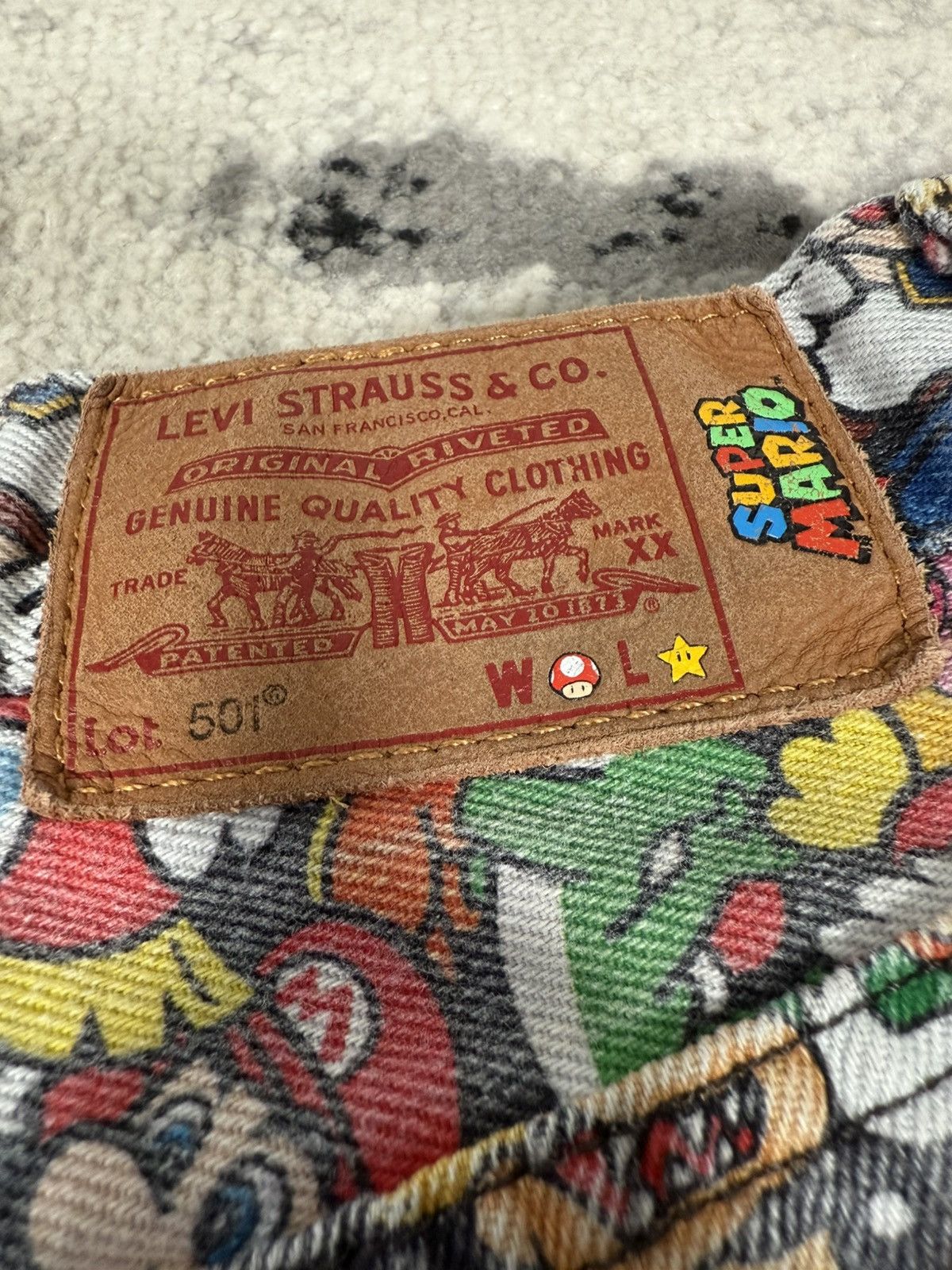 Levi's Rare Levi's x Mario Bros 501 Denim Full Print Shorts Size 24" / US 00 / IT 34 - 5 Thumbnail