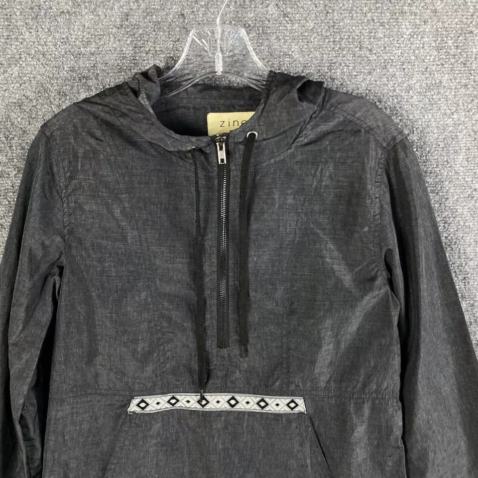 Zine Zine Windbreaker Jacket Men's XS 1/2 Zip Hooded Gray Nylon Size US XS / EU 42 / 0 - 2 Thumbnail