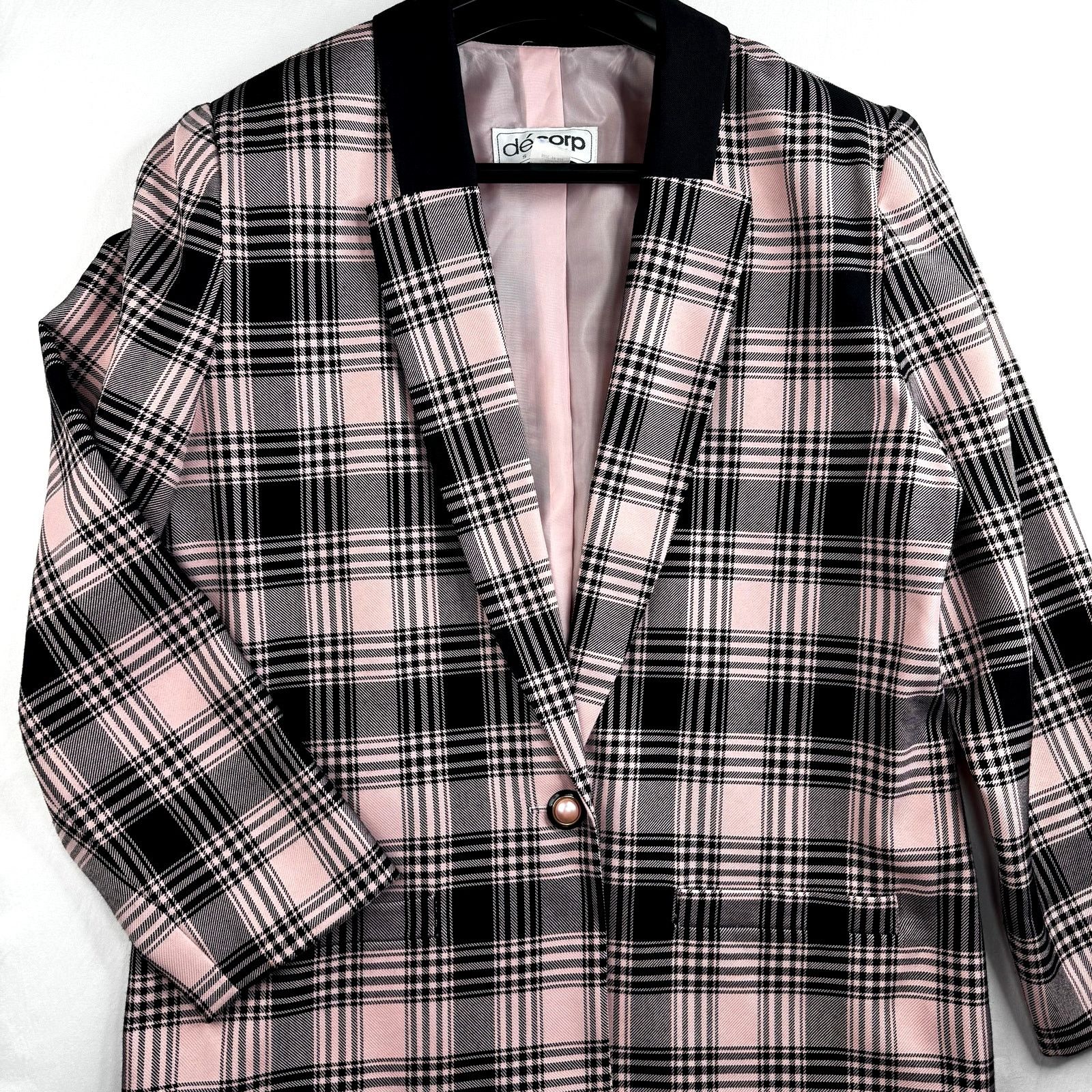 Vintage Vintage 80s 90s Pink Black Plaid Blazer Women’s Size 12 Size XL / US 12-14 / IT 48-50 - 1 Thumbnail