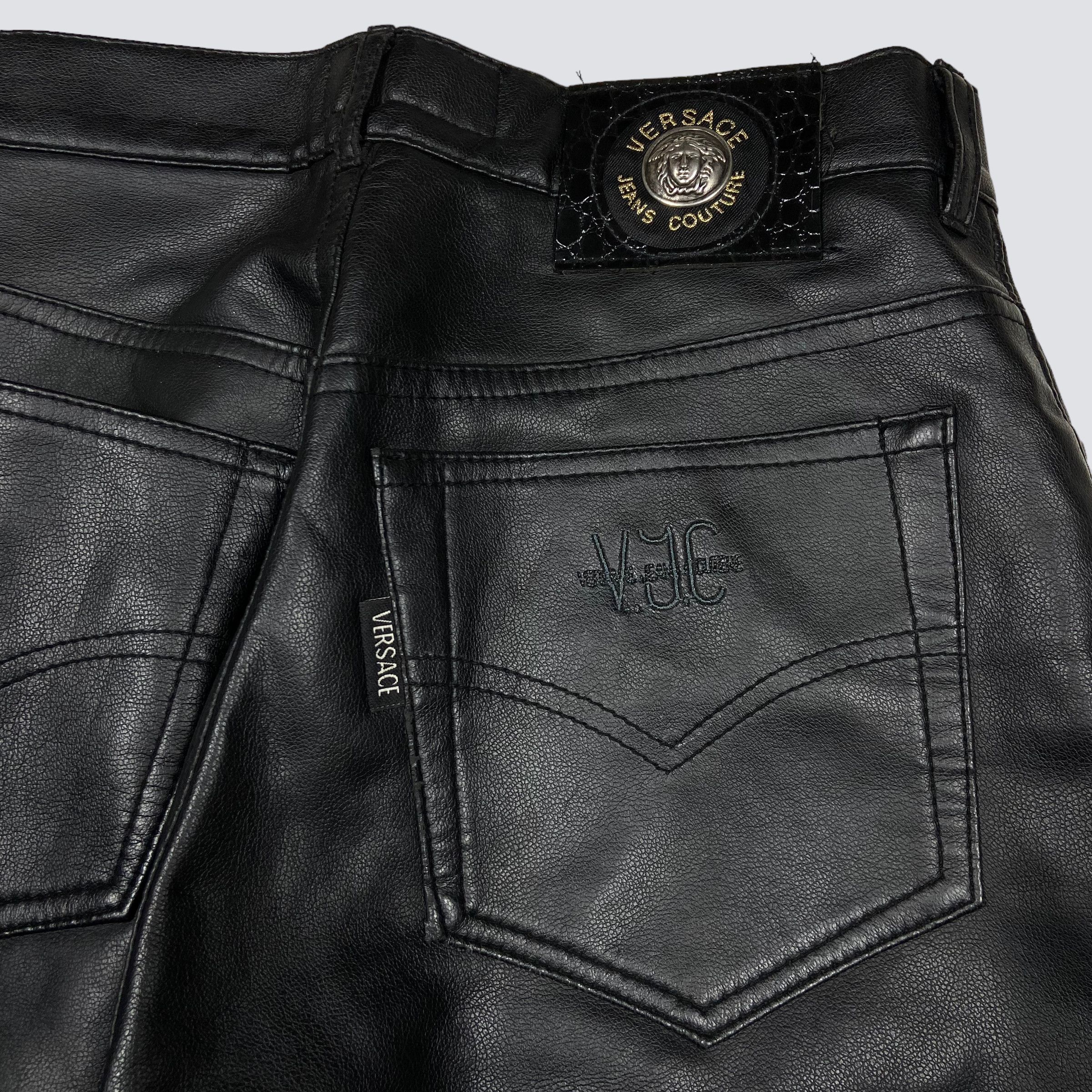 Versace VERSACE LEATHER ARCHIVE 1990s VINTAGE RARE PANTS - № 3079 Size US 30 / EU 46 - 5 Thumbnail