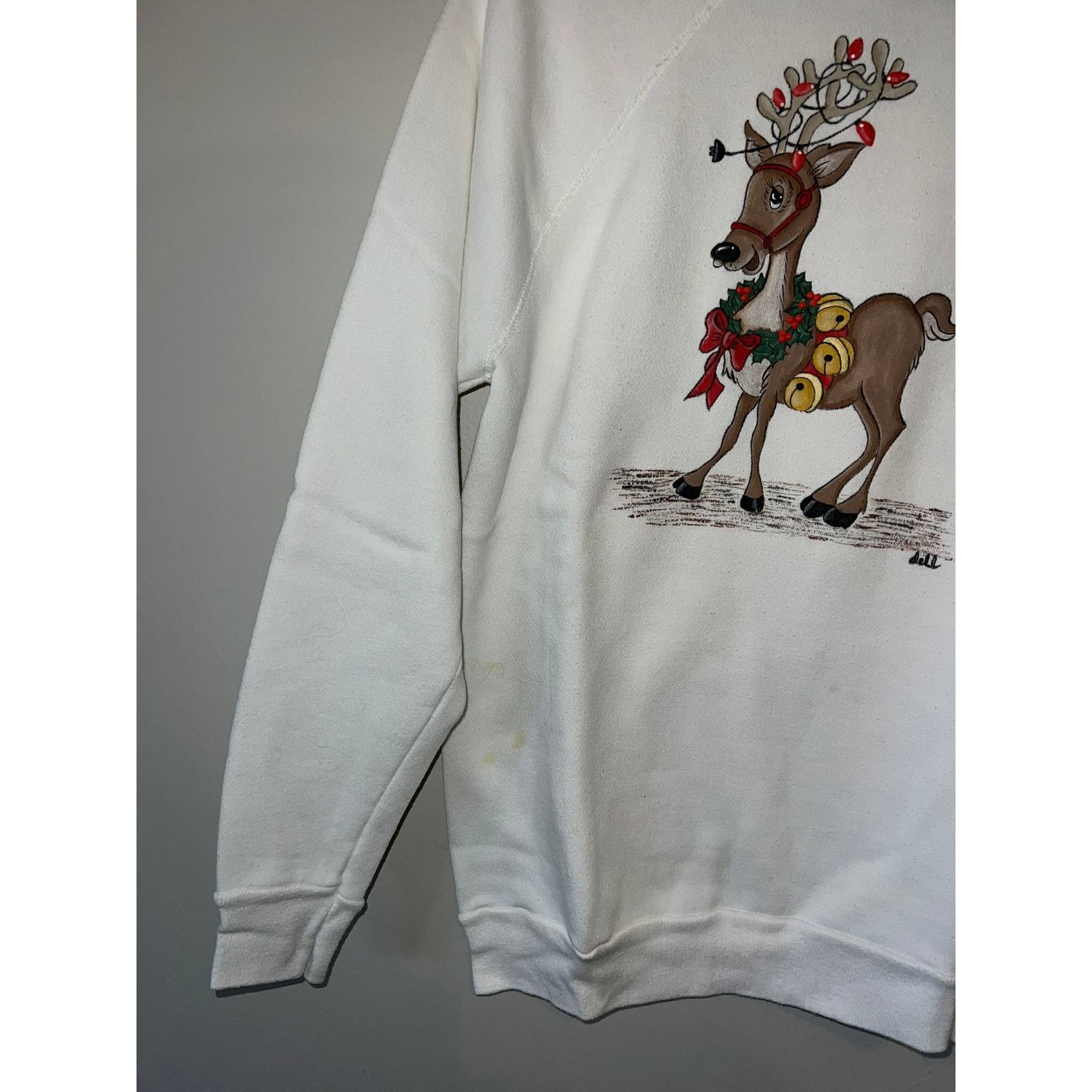 Tultex Vintage Reindeer Sweatshirt Tultex White Christmas 80s L Size US L / EU 52-54 / 3 - 6 Thumbnail