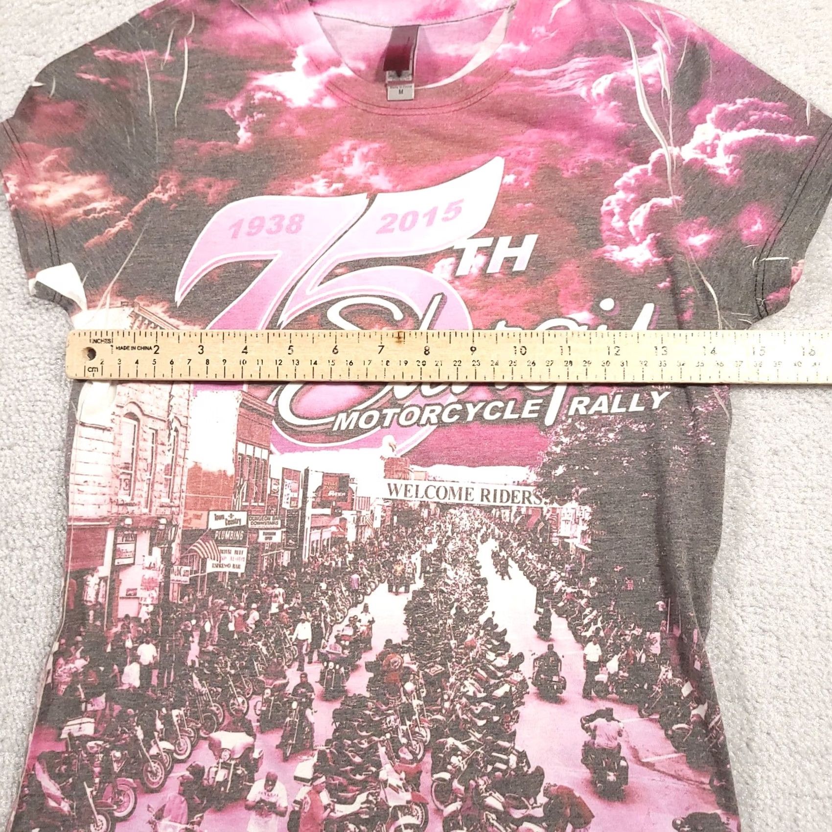 Next Level Sturgis 2015 75th Anniversary Shirt Womens M Short Sleeve Pink Motorcycle Shirt Size M / US 6-8 / IT 42-44 - 3 Thumbnail