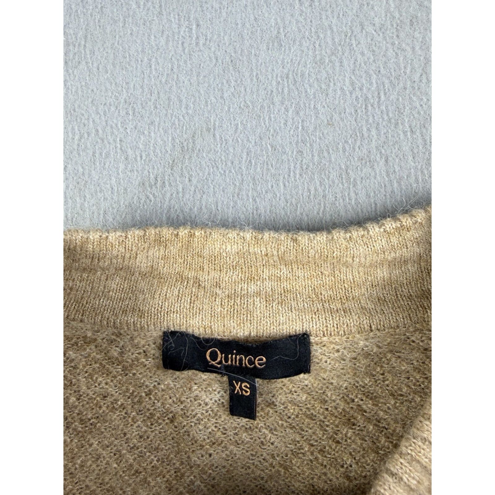 Quince Quince Sweater Women XS Camel Brown Alpaca Wool Cashmere Diamond Stitch Crew Neck Long Sleeve Pullover Knit Lightweight Logo Classic Preppy Size XS / US 0-2 / IT 36-38 - 3 Thumbnail
