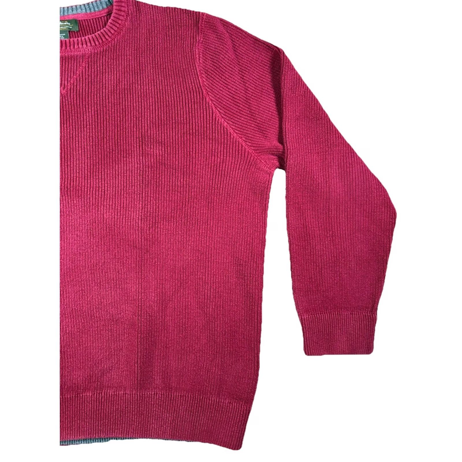 Eddie Bauer VINTAGE Eddie Bauer Sweater Mens L Red Ribbed CrewNeck 100% Cotton Knit Pullover Long Sleeve Casual 90s Retro USA Mens Size US L / EU 52-54 / 3 - 3 Thumbnail