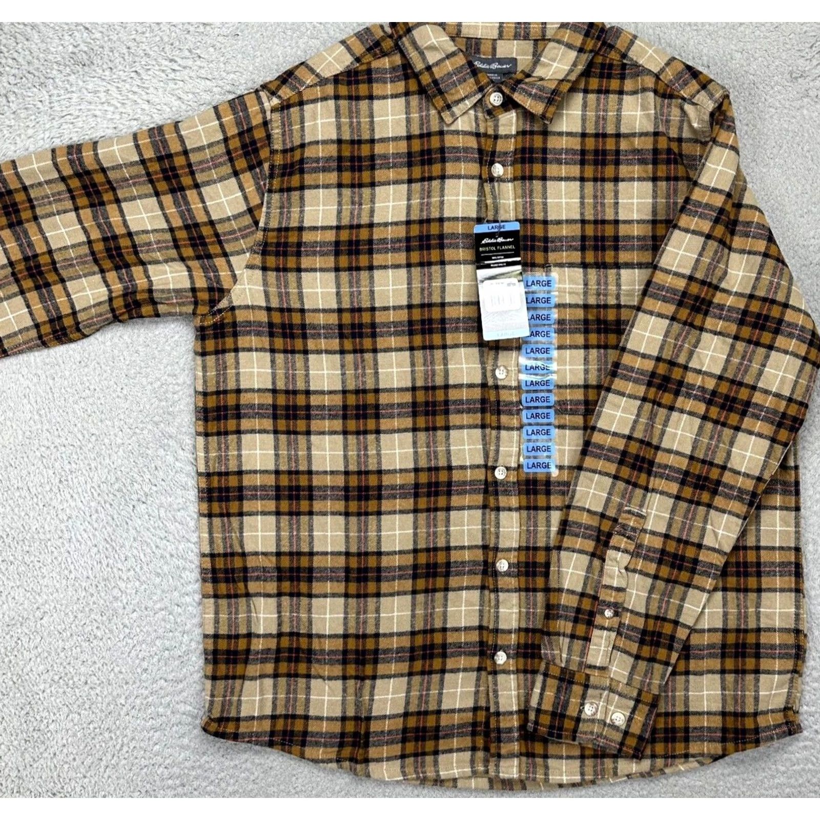 Eddie Bauer VINTAGE Eddie Bauer Shirt Mens Large Tan Plaid Bristol Flannel Button Up Long Sleeve NEW Size US L / EU 52-54 / 3 - 3 Thumbnail