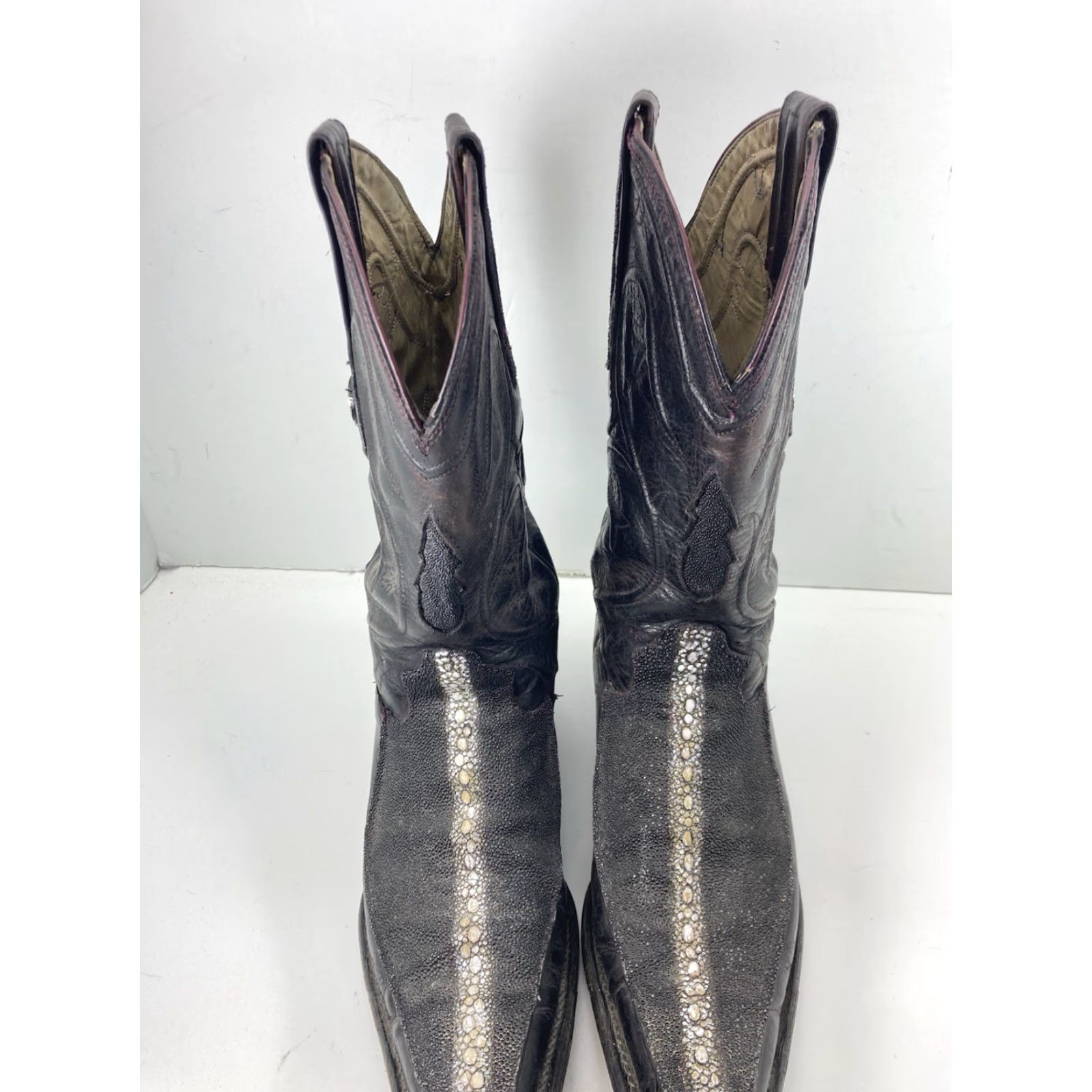 Vintage El General Stingray Boots Men Size 6.5 Black Exotic Leather Mexico Western VTG Size US 7 / EU 40 - 2 Thumbnail