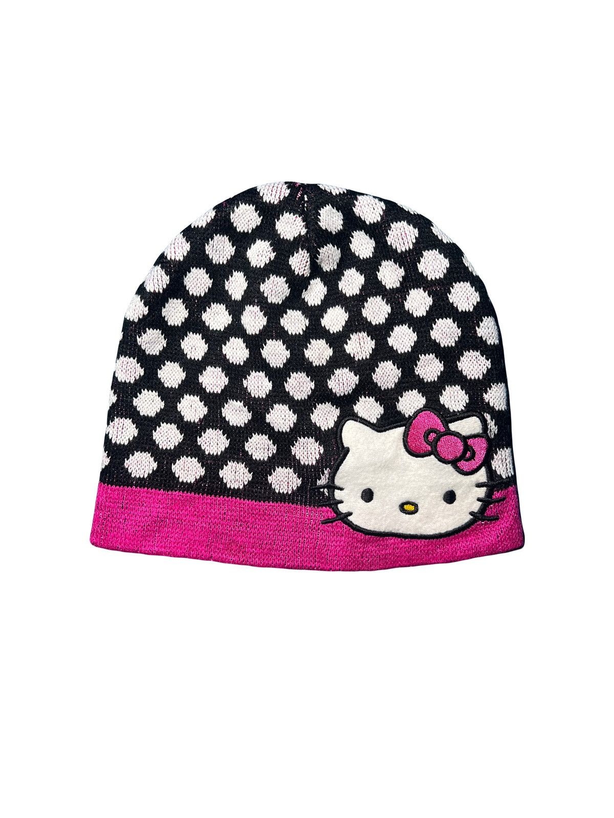 Japanese Brand Vintage Y2k Hello Kitty Beanie Hat Big Logo Size ONE SIZE - 1 Thumbnail